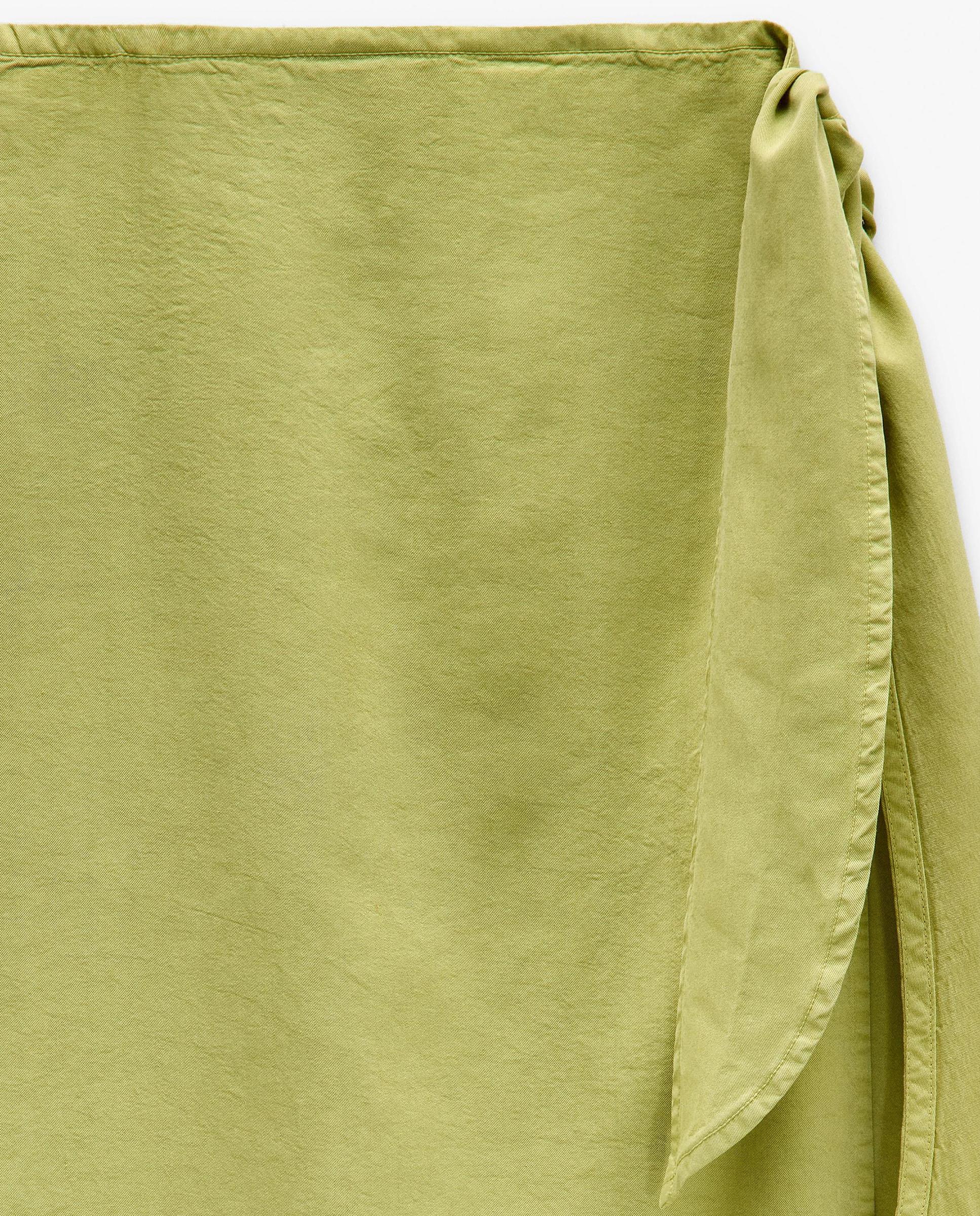 Falda larga 100% liocel con fruncido en liso - Parfois - Verde Verde-5