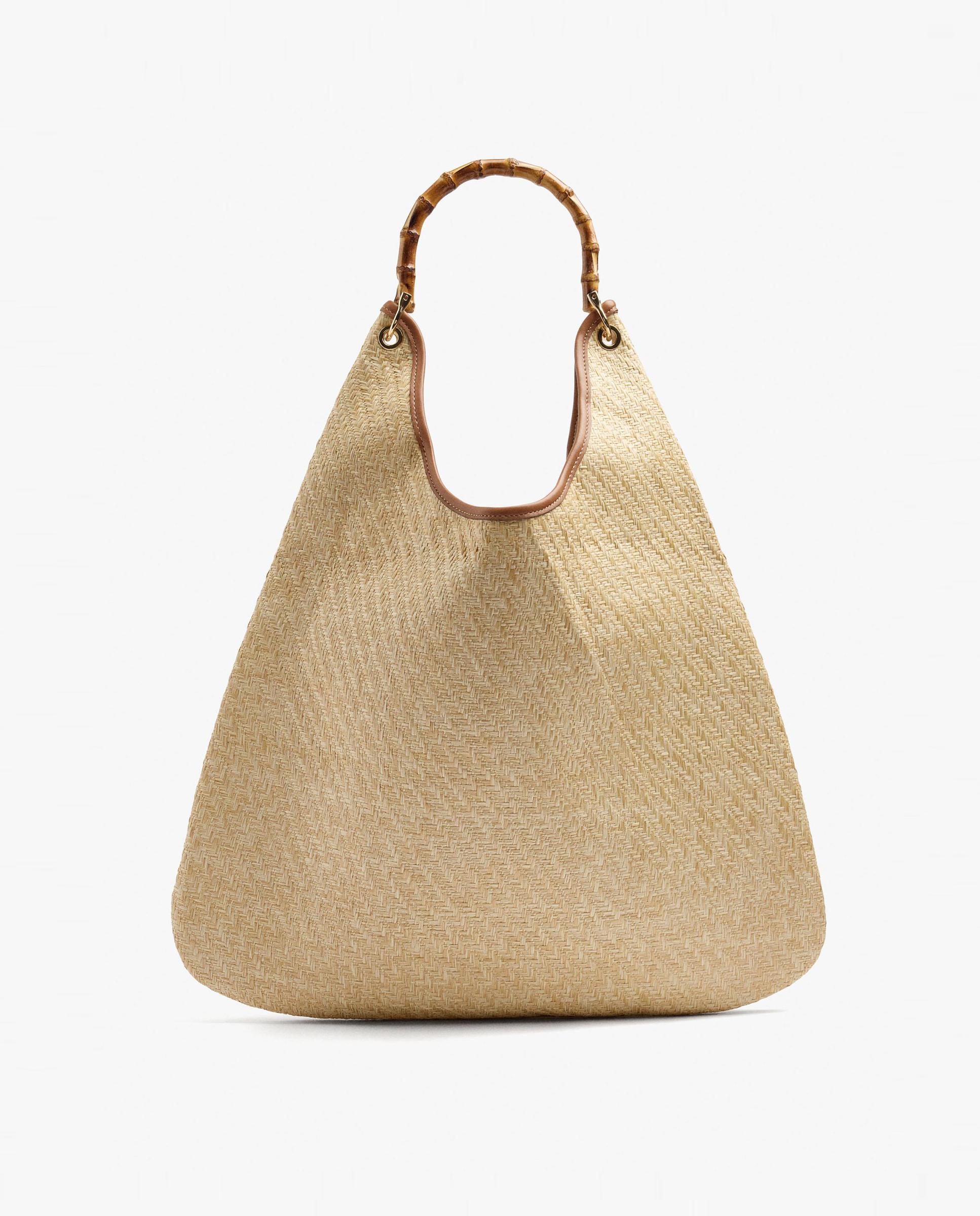 Bolso de hombro abierto estilo rafia en liso - Parfois - Natural Natural-1