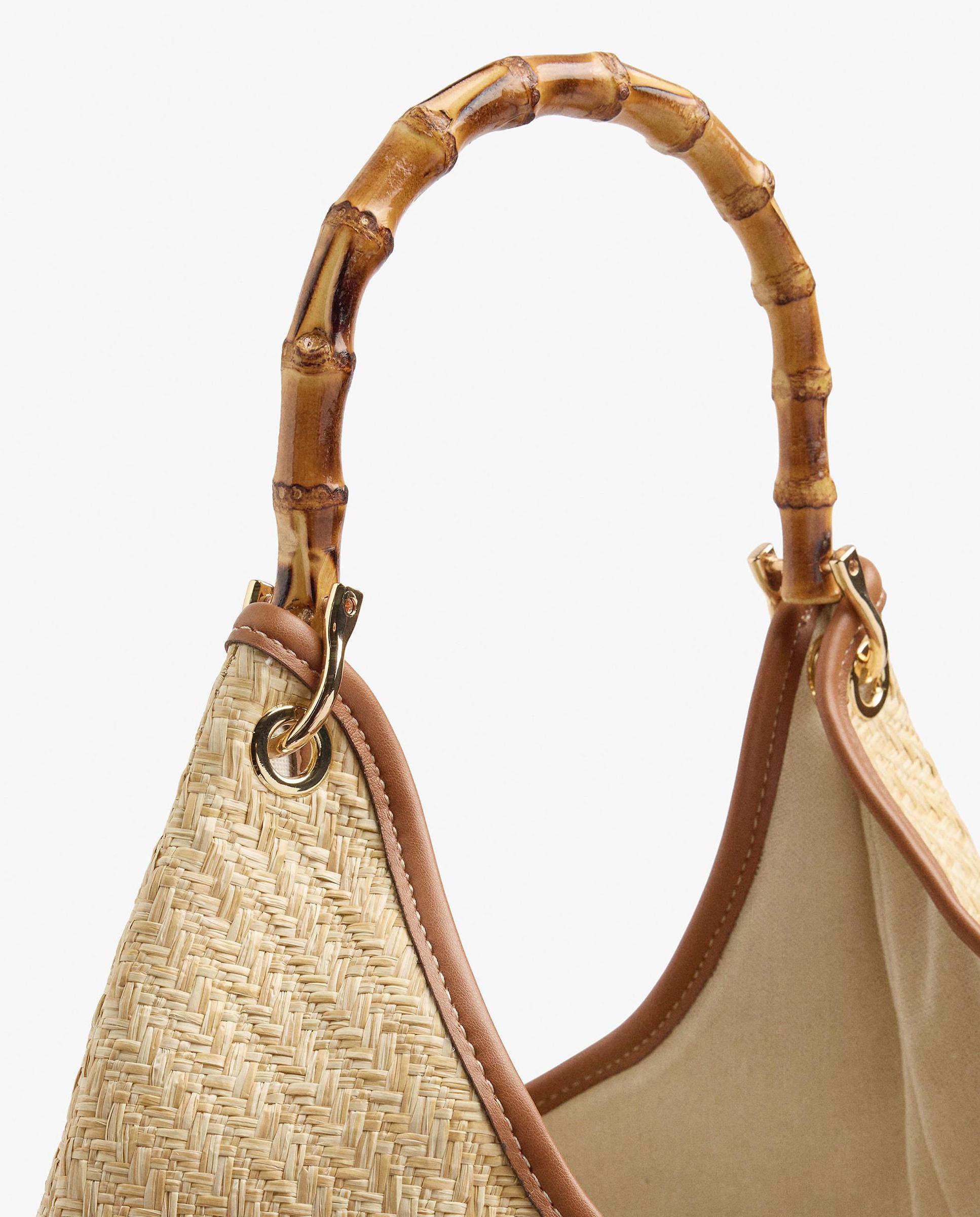 Bolso de hombro abierto estilo rafia en liso - Parfois - Natural Natural-3