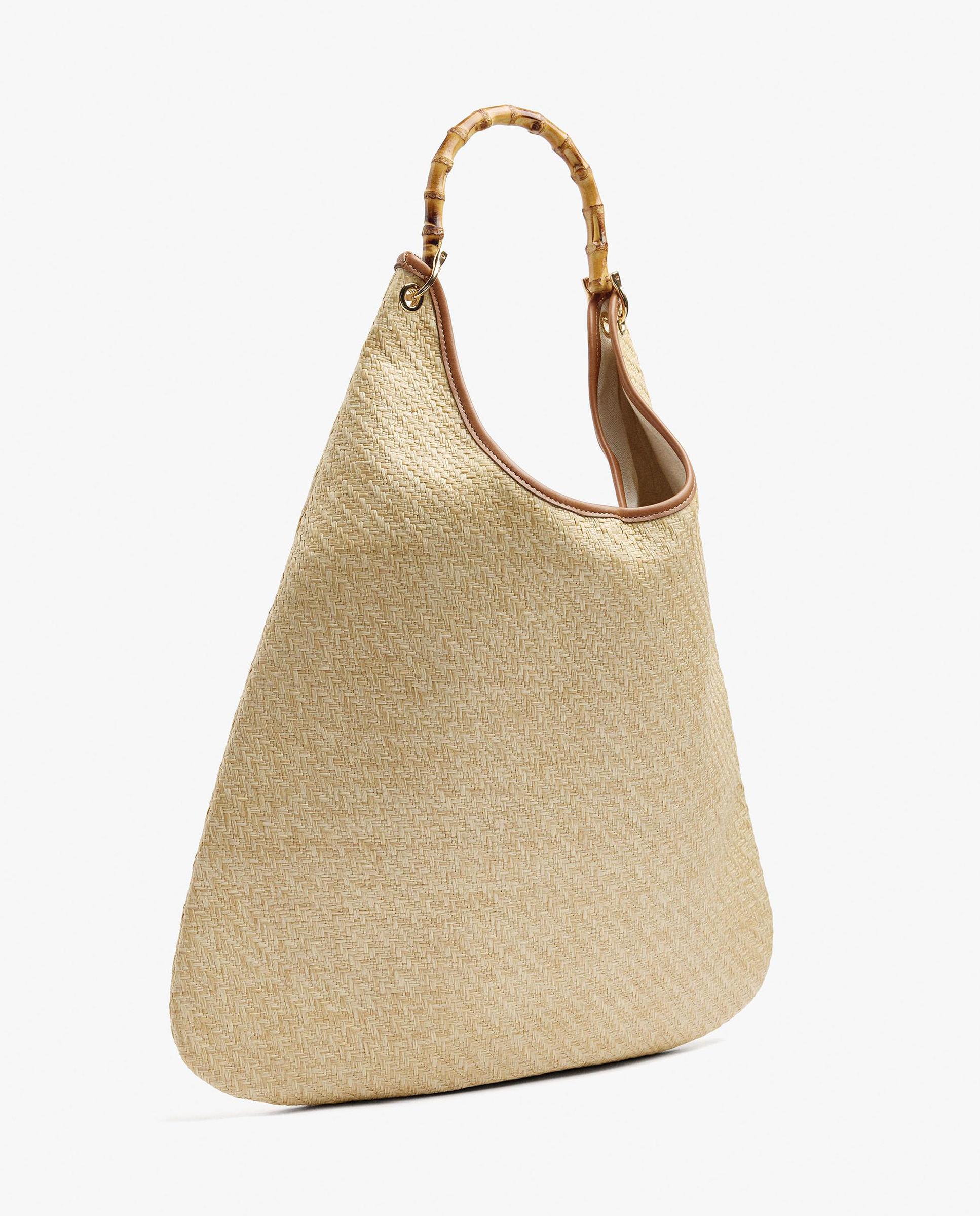 Bolso de hombro abierto estilo rafia en liso - Parfois - Natural Natural-4