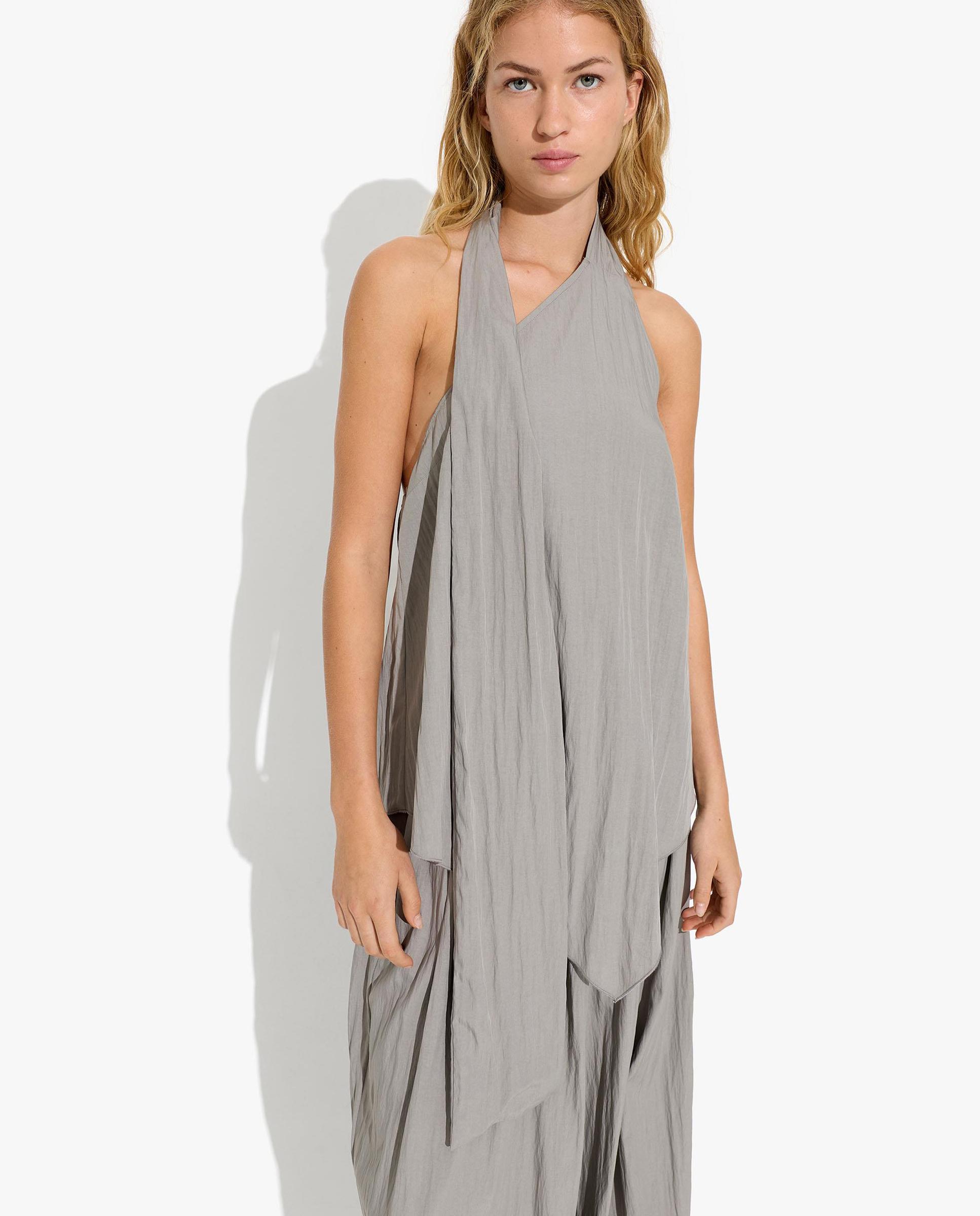 Top de mujer con cuello halter en liso - Parfois - Gris claro Gris claro-1