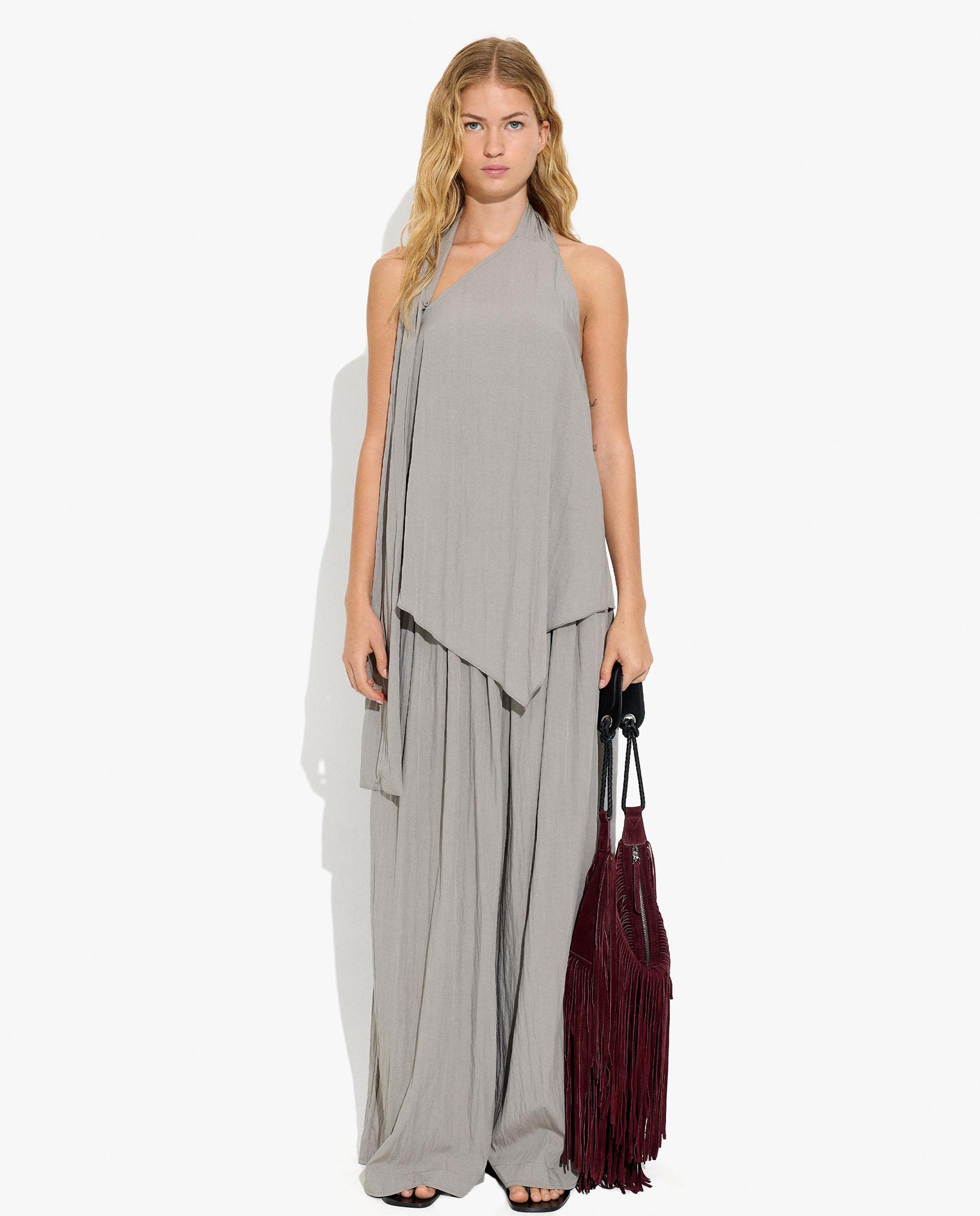 Top de mujer con cuello halter en liso - Parfois - Gris claro Gris claro-2