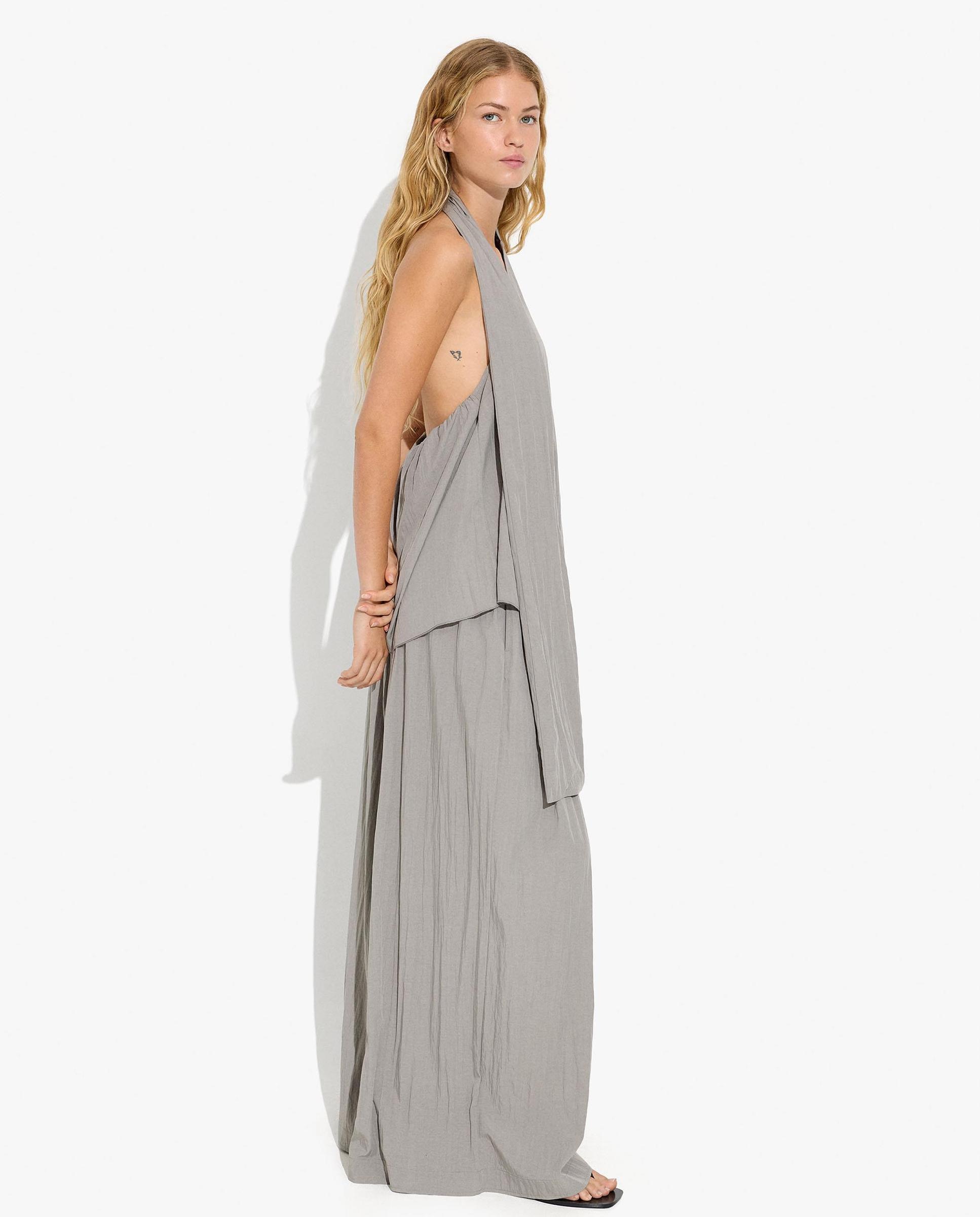 Top de mujer con cuello halter en liso - Parfois - Gris claro Gris claro-3