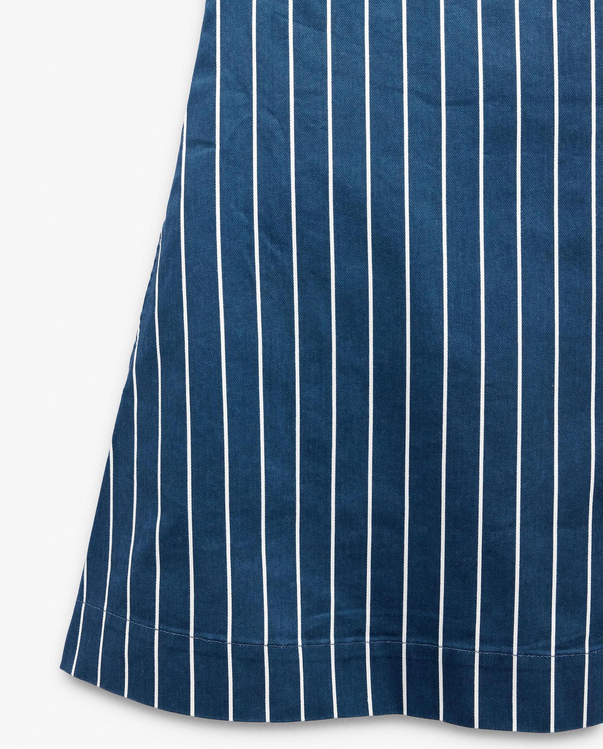 Vestido corto 100% algodón denim con pespuntes y estampado de rayas - Parfois - Azul marino Azul marino-4