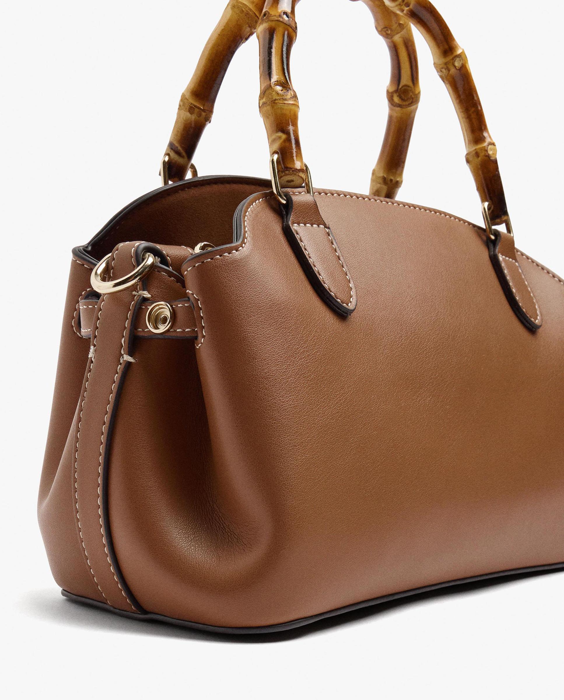 Bolso de mano estilo tote convertible a bandolera con cierre de cremallera - Parfois - Marrón Marrón-3