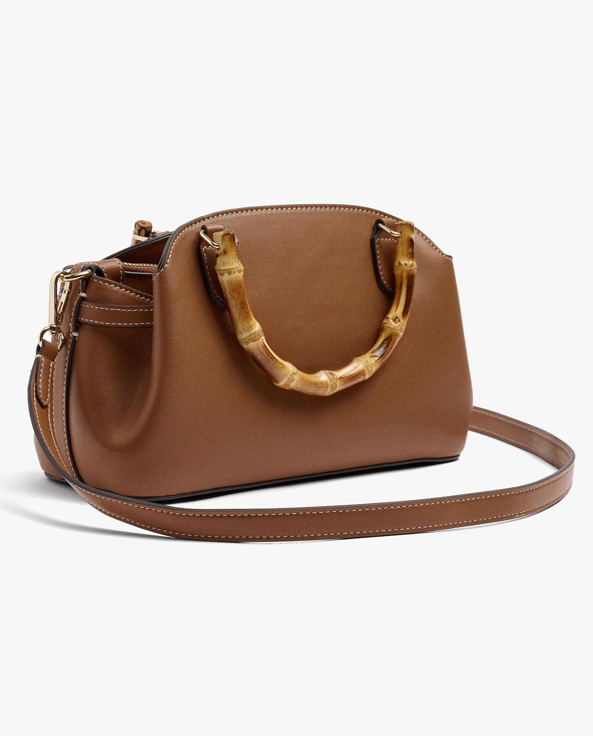 Bolso de mano estilo tote convertible a bandolera con cierre de cremallera - Parfois - Marrón Marrón-4