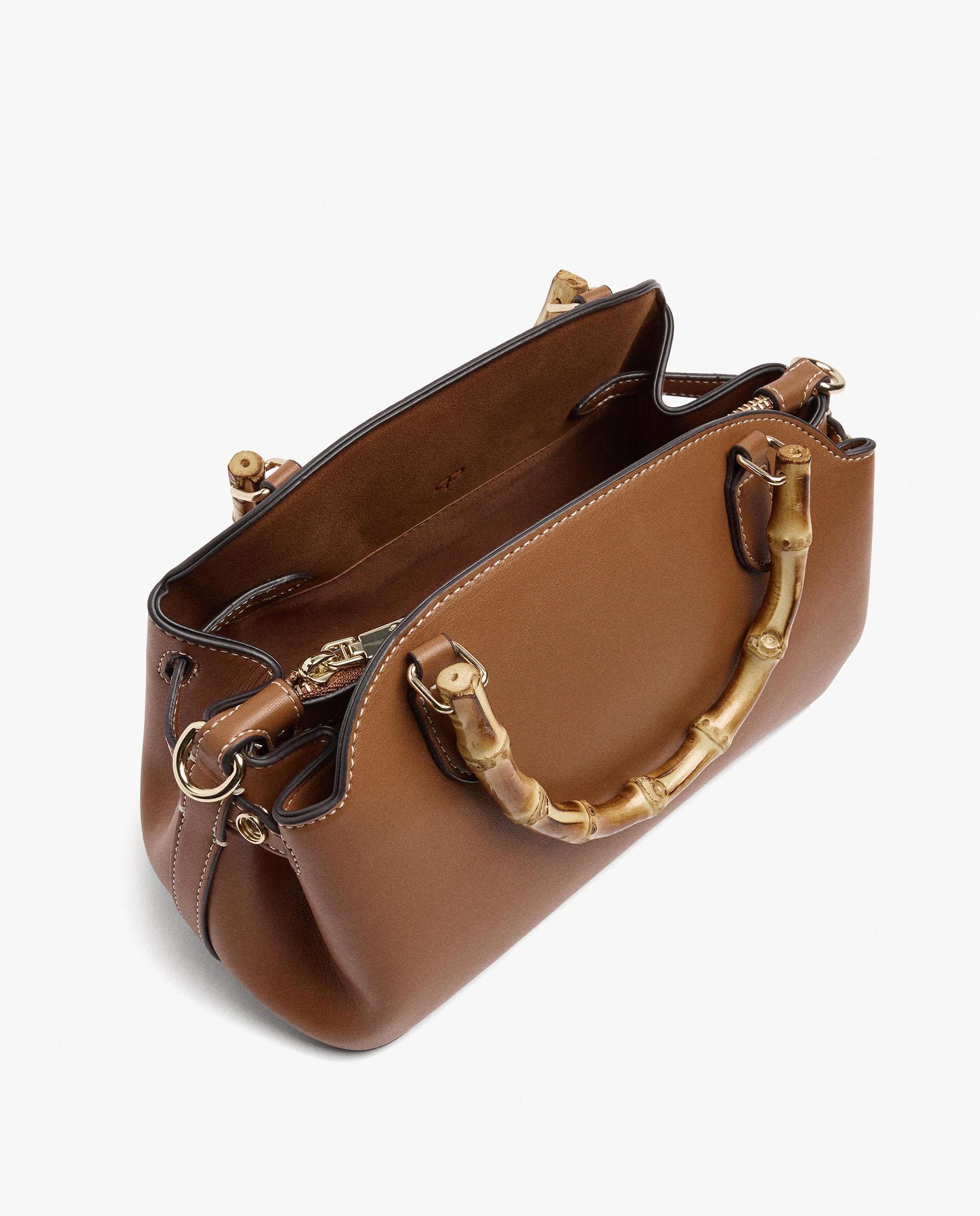 Bolso de mano estilo tote convertible a bandolera con cierre de cremallera - Parfois - Marrón Marrón-5