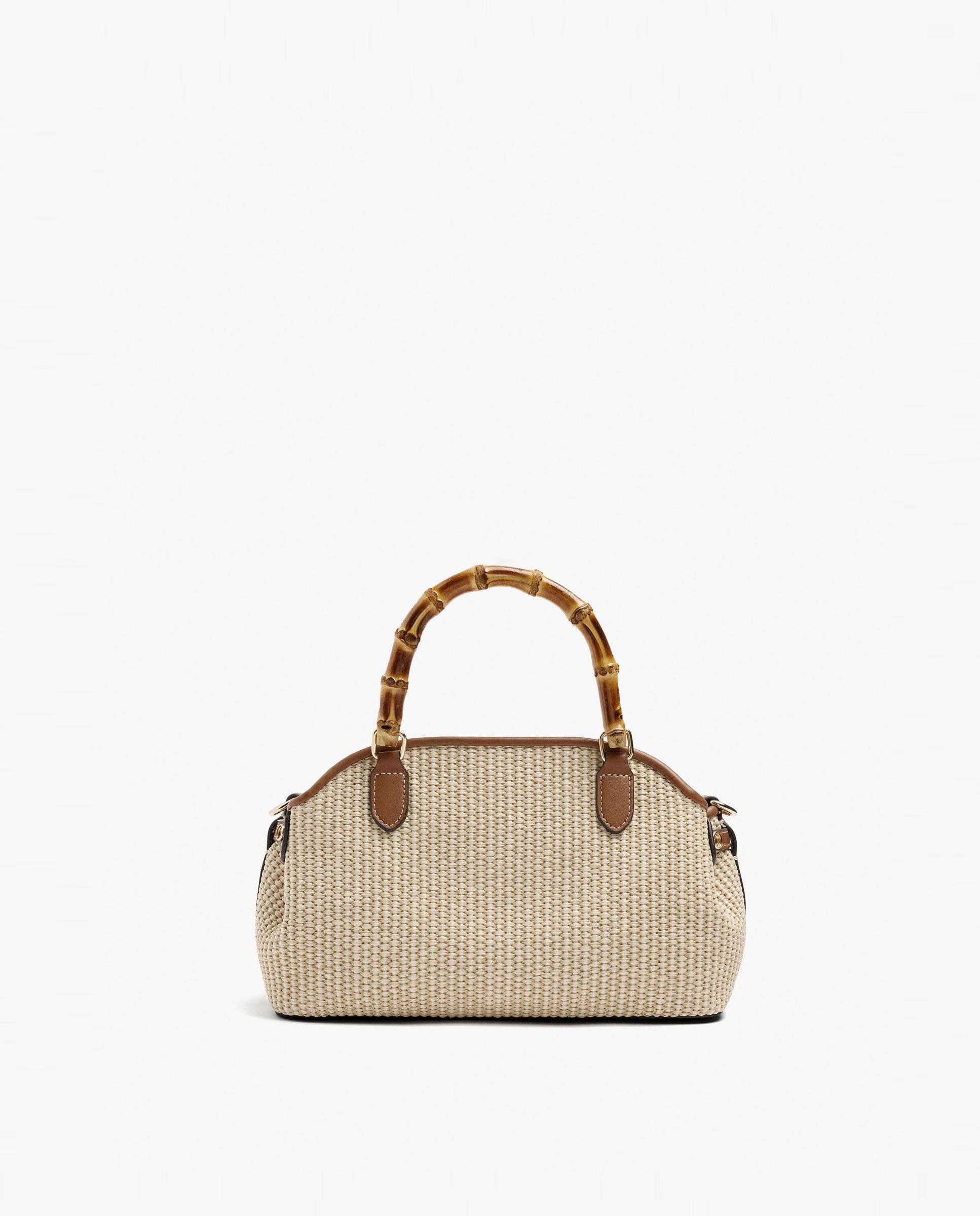 Bolso de mano estilo tote convertible a bandolera con cierre de cremallera - Parfois - Natural Natural-1
