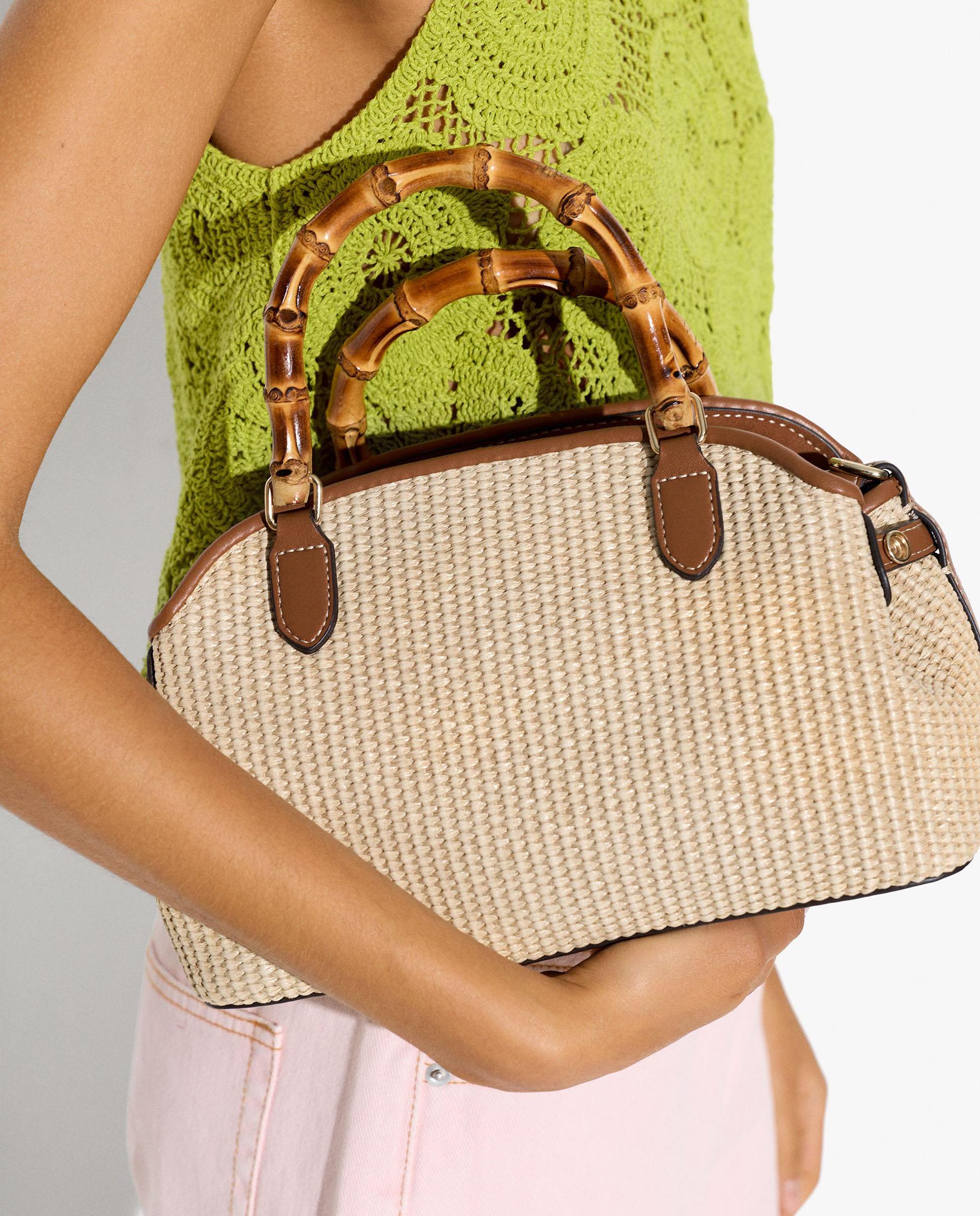 Bolso de mano estilo tote convertible a bandolera con cierre de cremallera - Parfois - Natural Natural-2