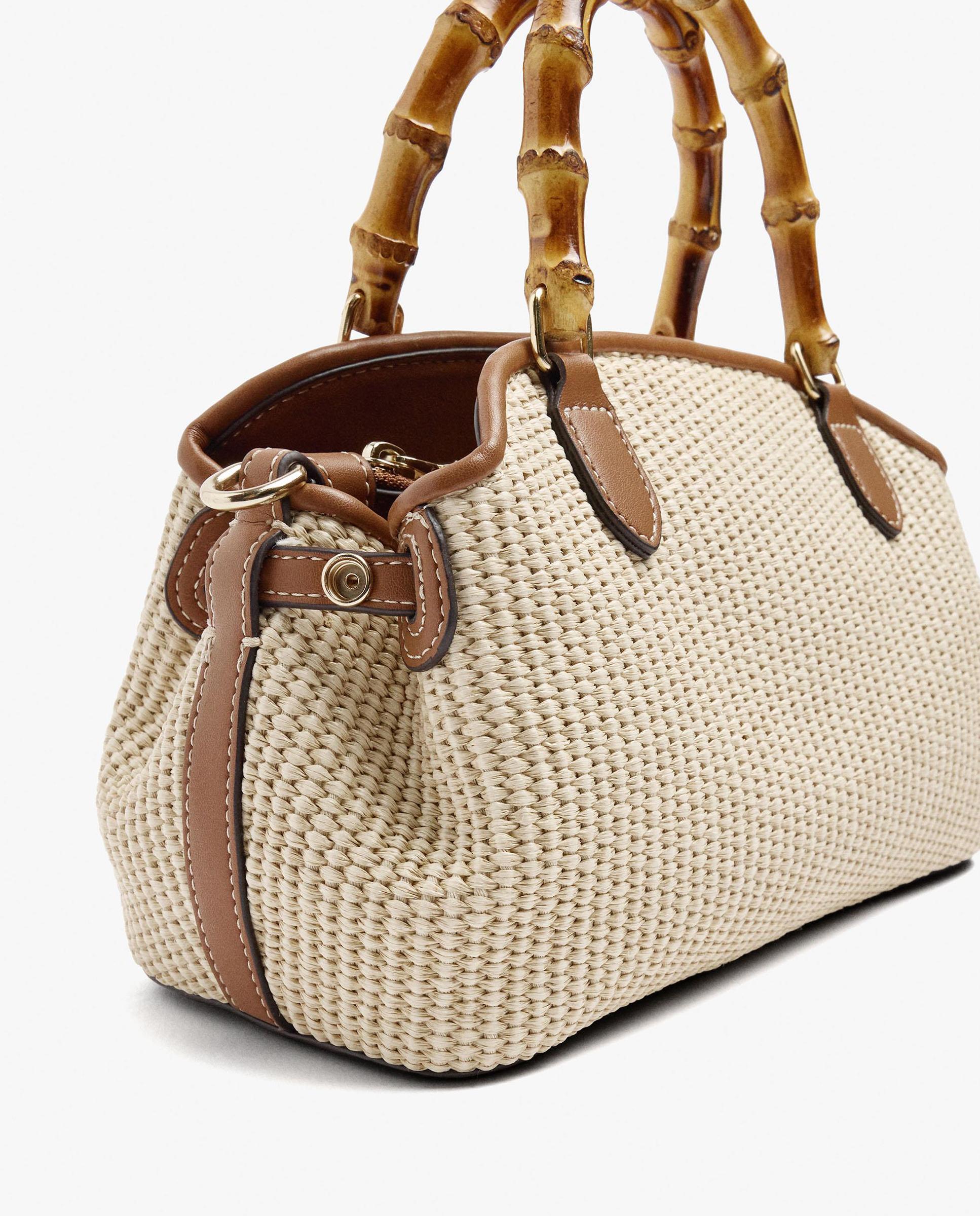 Bolso de mano estilo tote convertible a bandolera con cierre de cremallera - Parfois - Natural Natural-3