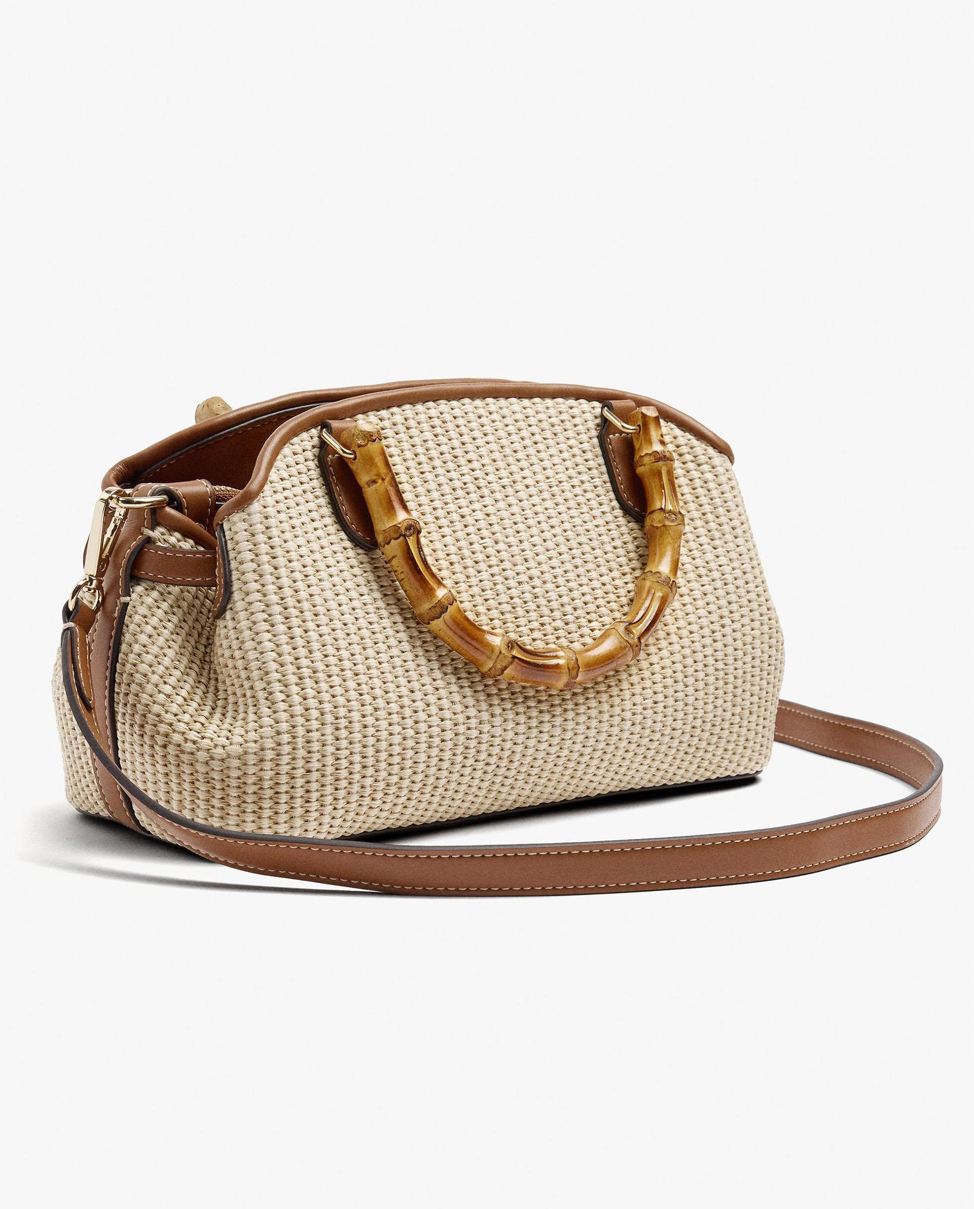 Bolso de mano estilo tote convertible a bandolera con cierre de cremallera - Parfois - Natural Natural-4