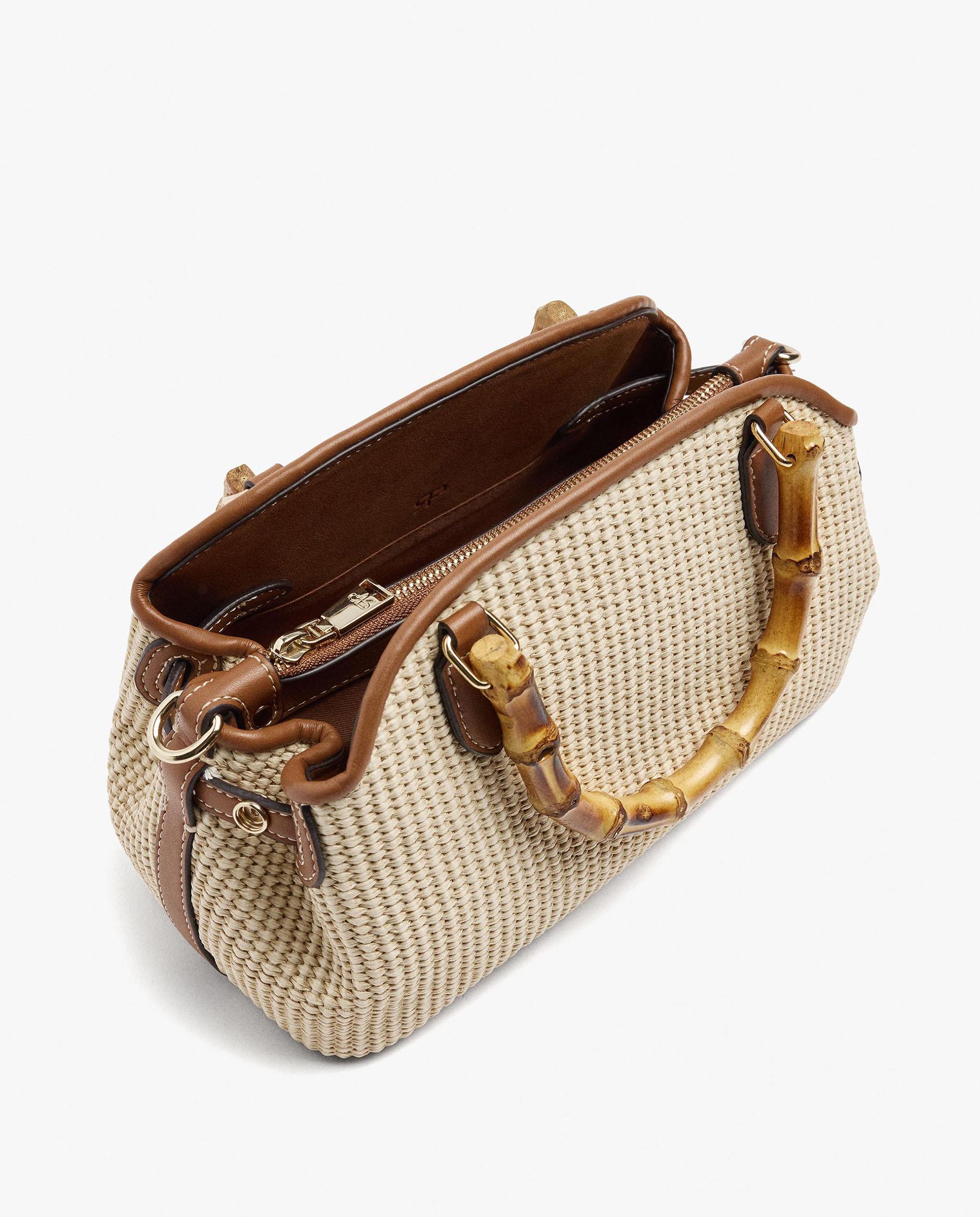 Bolso de mano estilo tote convertible a bandolera con cierre de cremallera - Parfois - Natural Natural-5