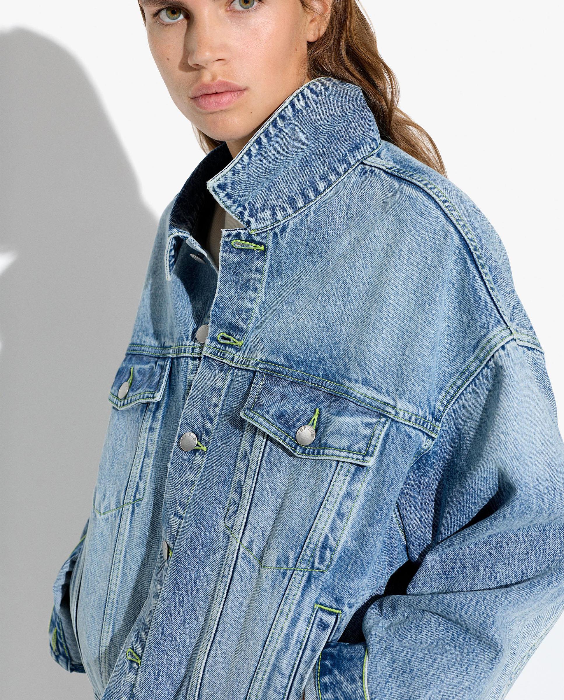 Chaqueta de mujer 100% algodón vaquera en liso - Parfois - Azul Azul-1