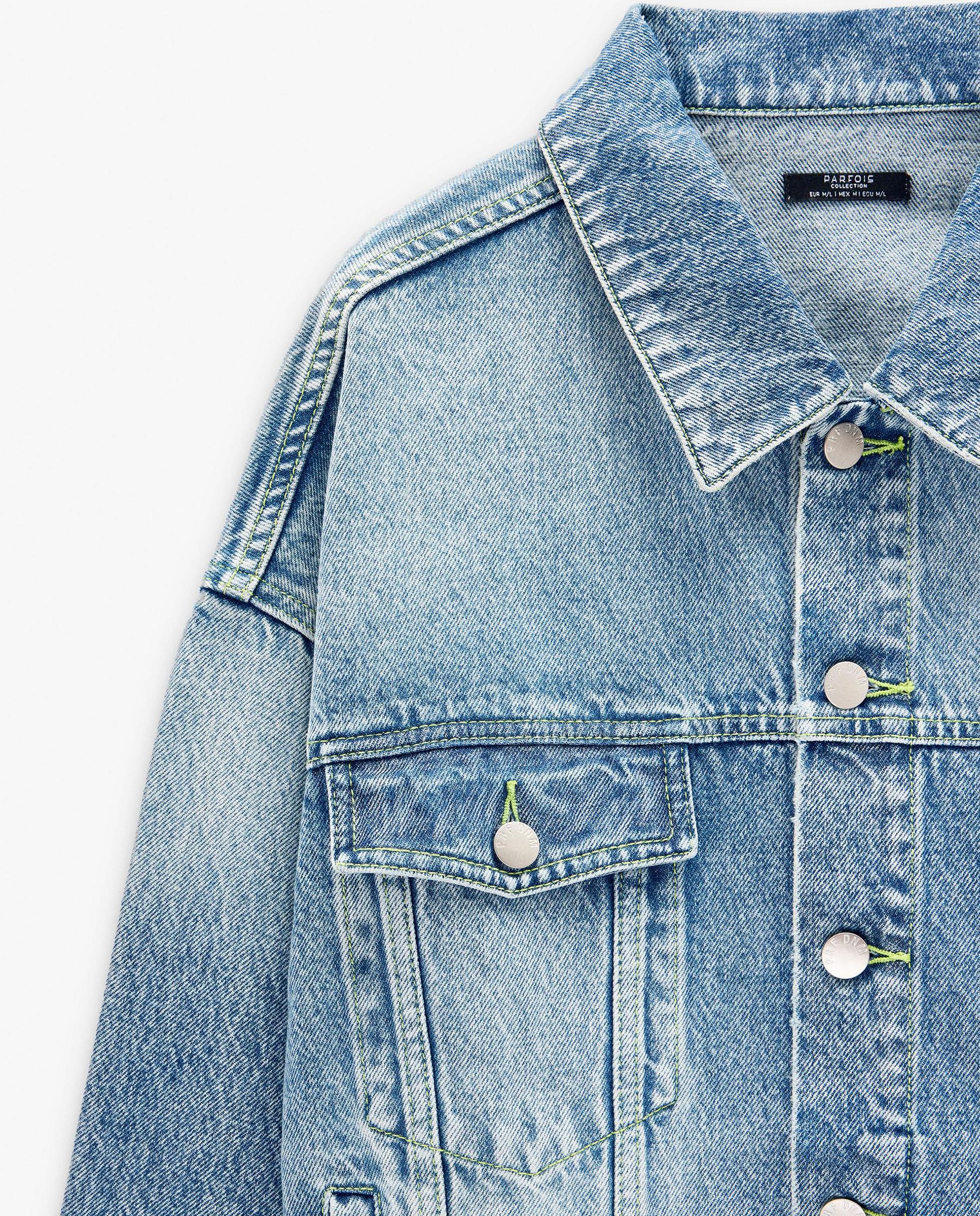 Chaqueta de mujer 100% algodón vaquera en liso - Parfois - Azul Azul-5