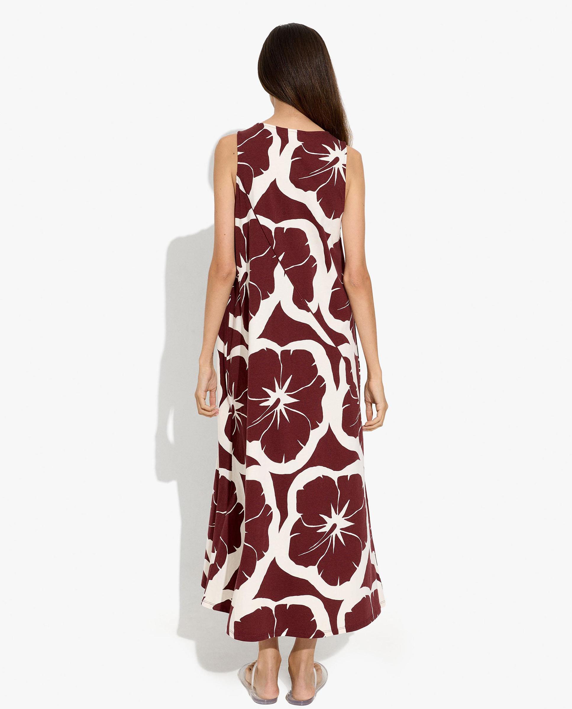 Vestido midi 100% algodón con estampado floral - Parfois - Burdeos Burdeos-3