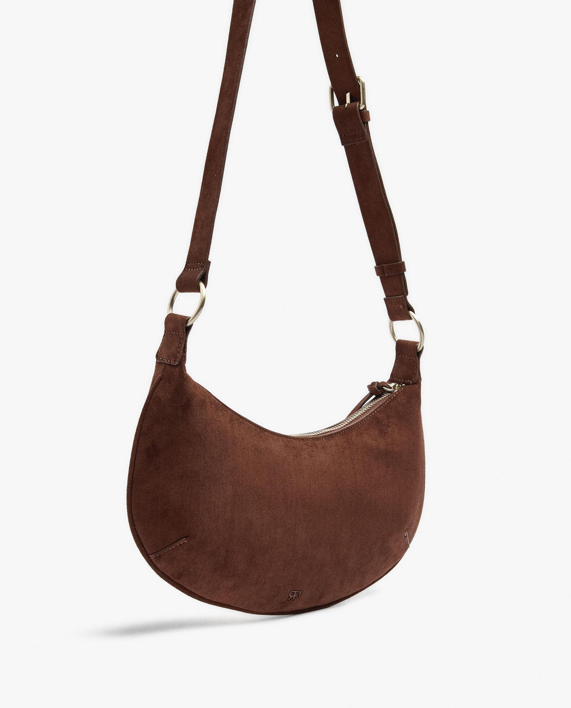 Bolso de hombro con tachuelas y cierre de cremallera en liso - Parfois - Marrón Marrón-2