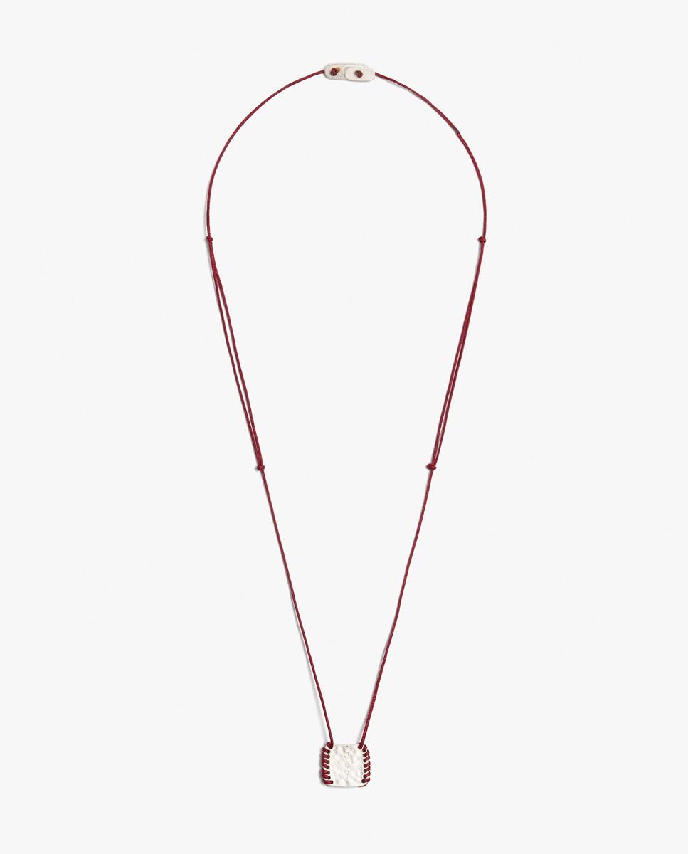 Imagen 0 de Collar de cordón largo con medalla decorativa de cuentas Rojo