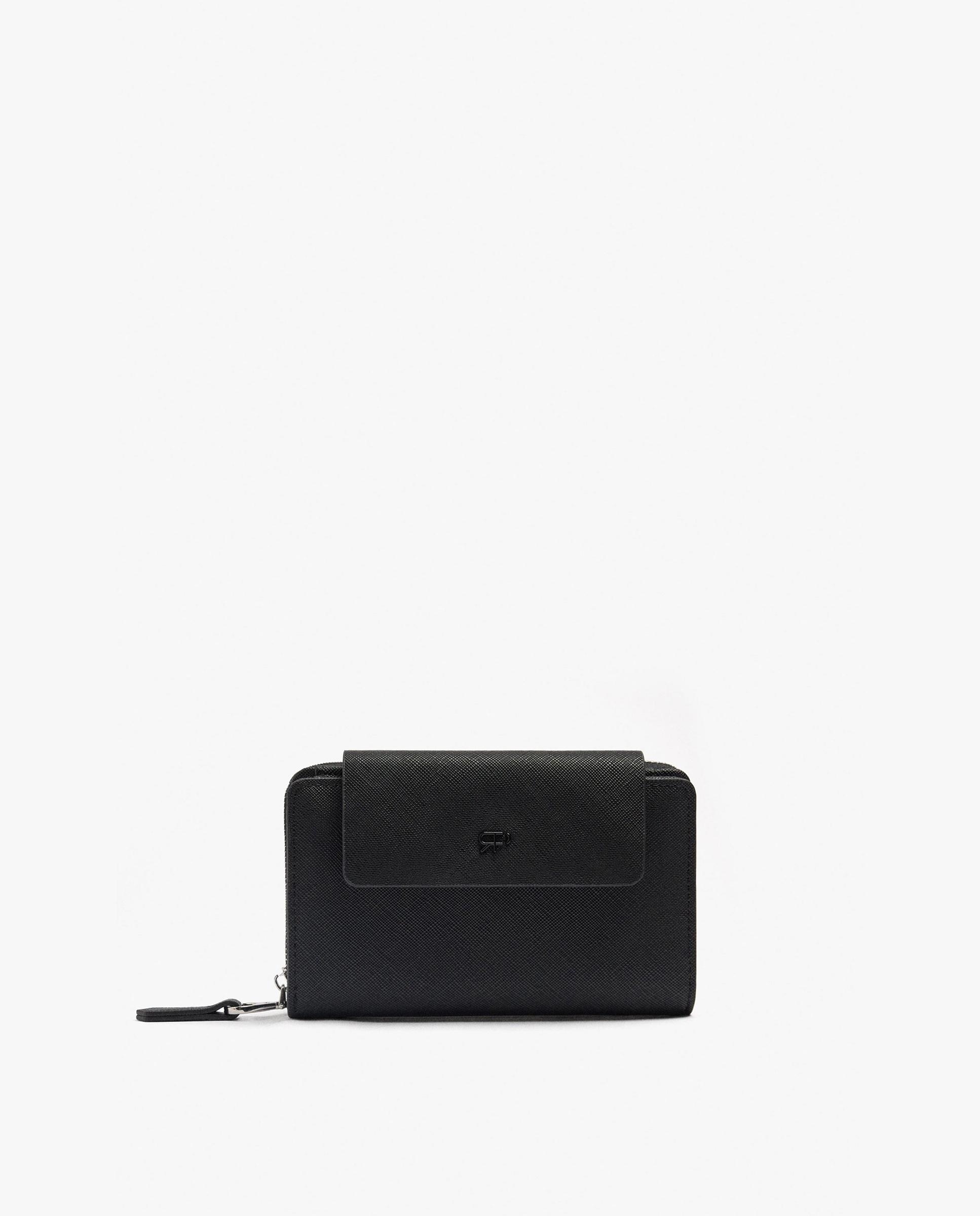 Cartera de mujer mediana con cierre de cremallera en liso - Parfois - Negro Negro-1