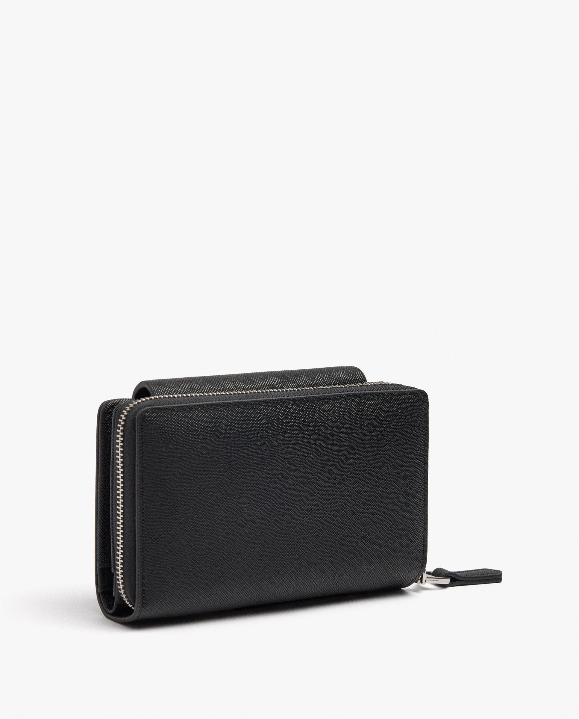 Cartera de mujer mediana con cierre de cremallera en liso - Parfois - Negro Negro-2