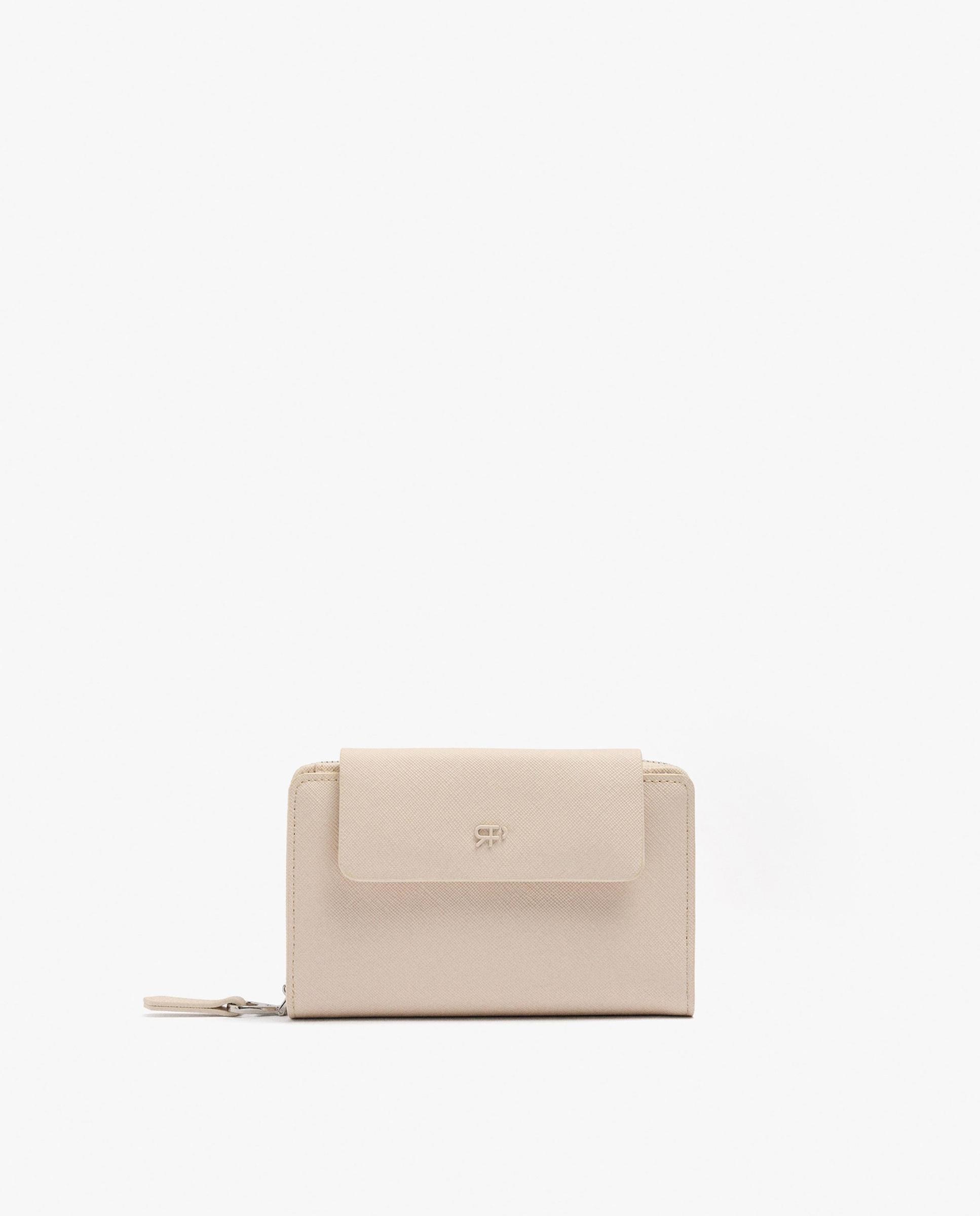 Cartera de mujer mediana con cierre de cremallera en liso - Parfois - Crudo Crudo-1