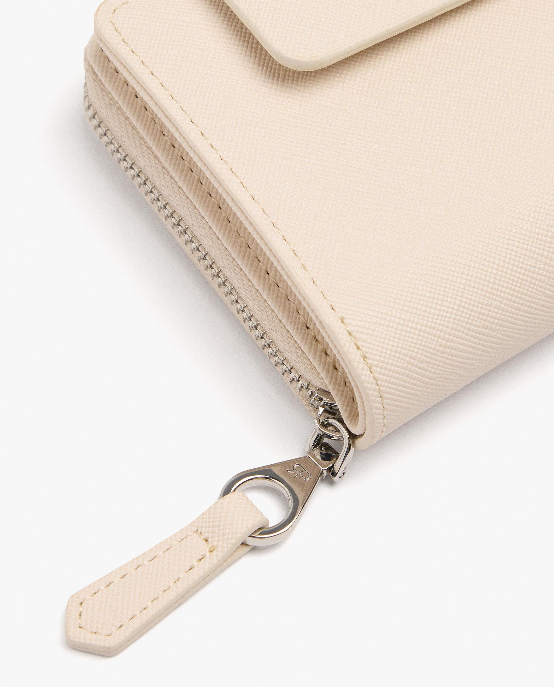 Cartera de mujer mediana con cierre de cremallera en liso - Parfois - Crudo Crudo-3