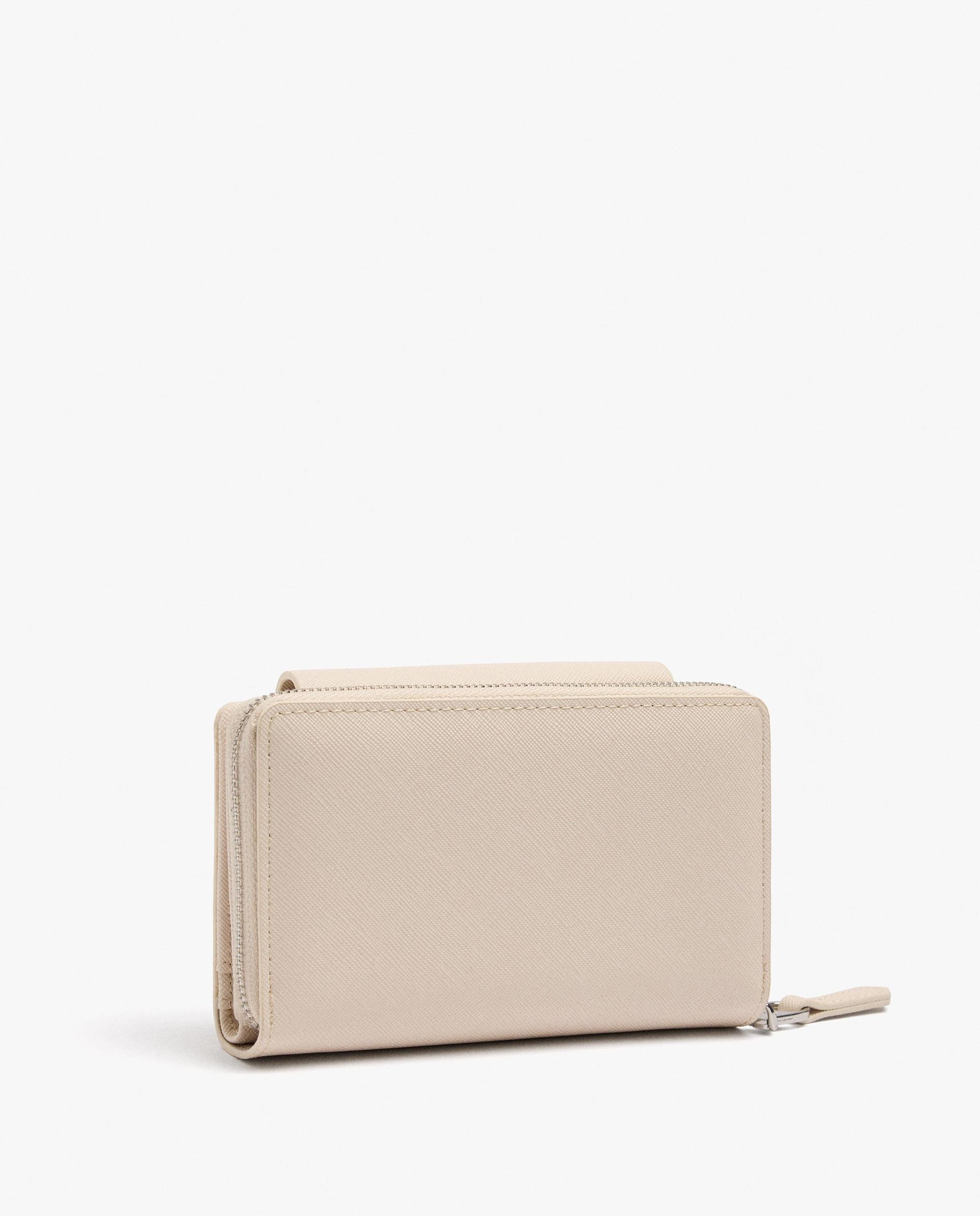 Cartera de mujer mediana con cierre de cremallera en liso - Parfois - Crudo Crudo-4