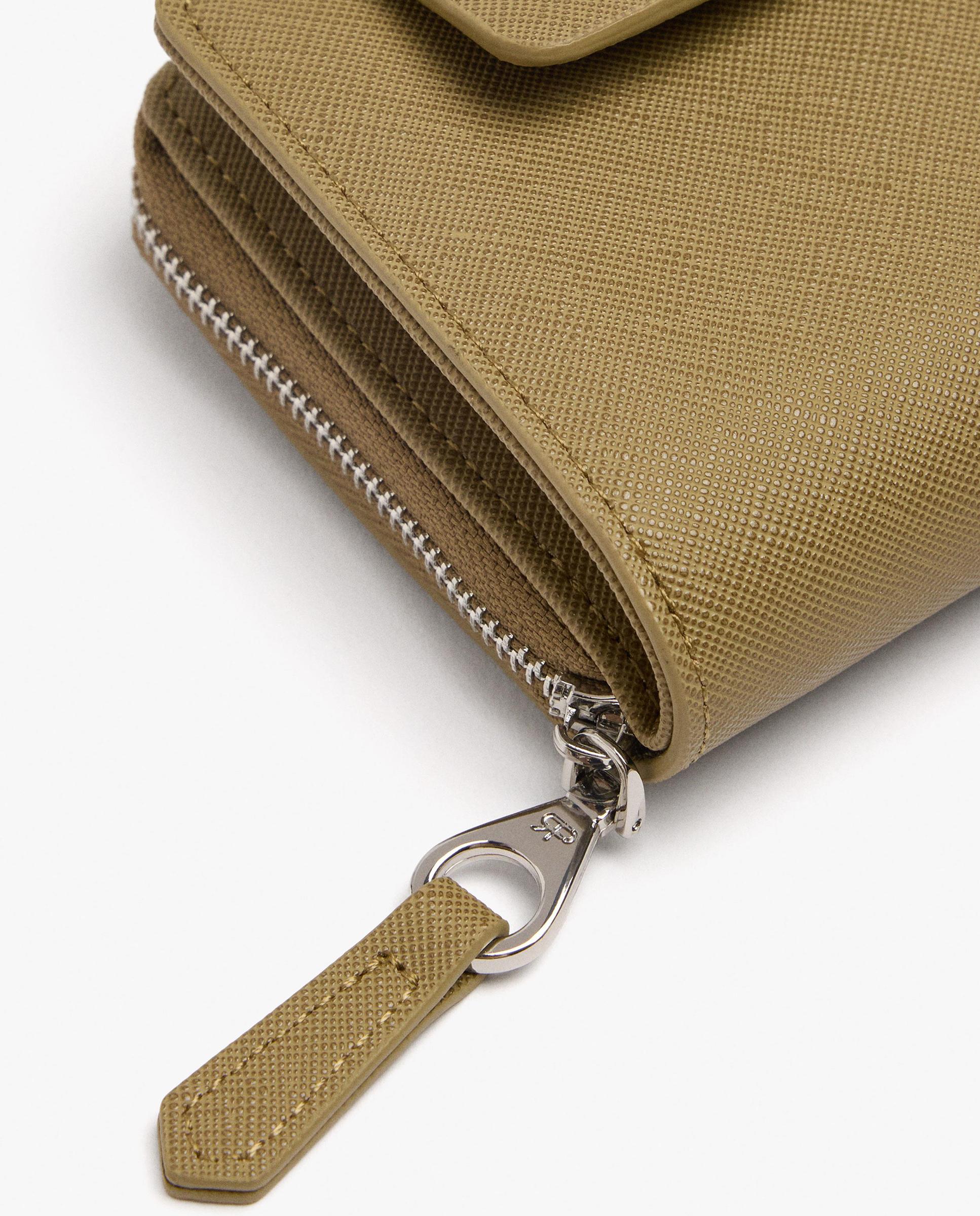 Cartera de mujer mediana con cierre de cremallera en liso - Parfois - Kaki Kaki-3