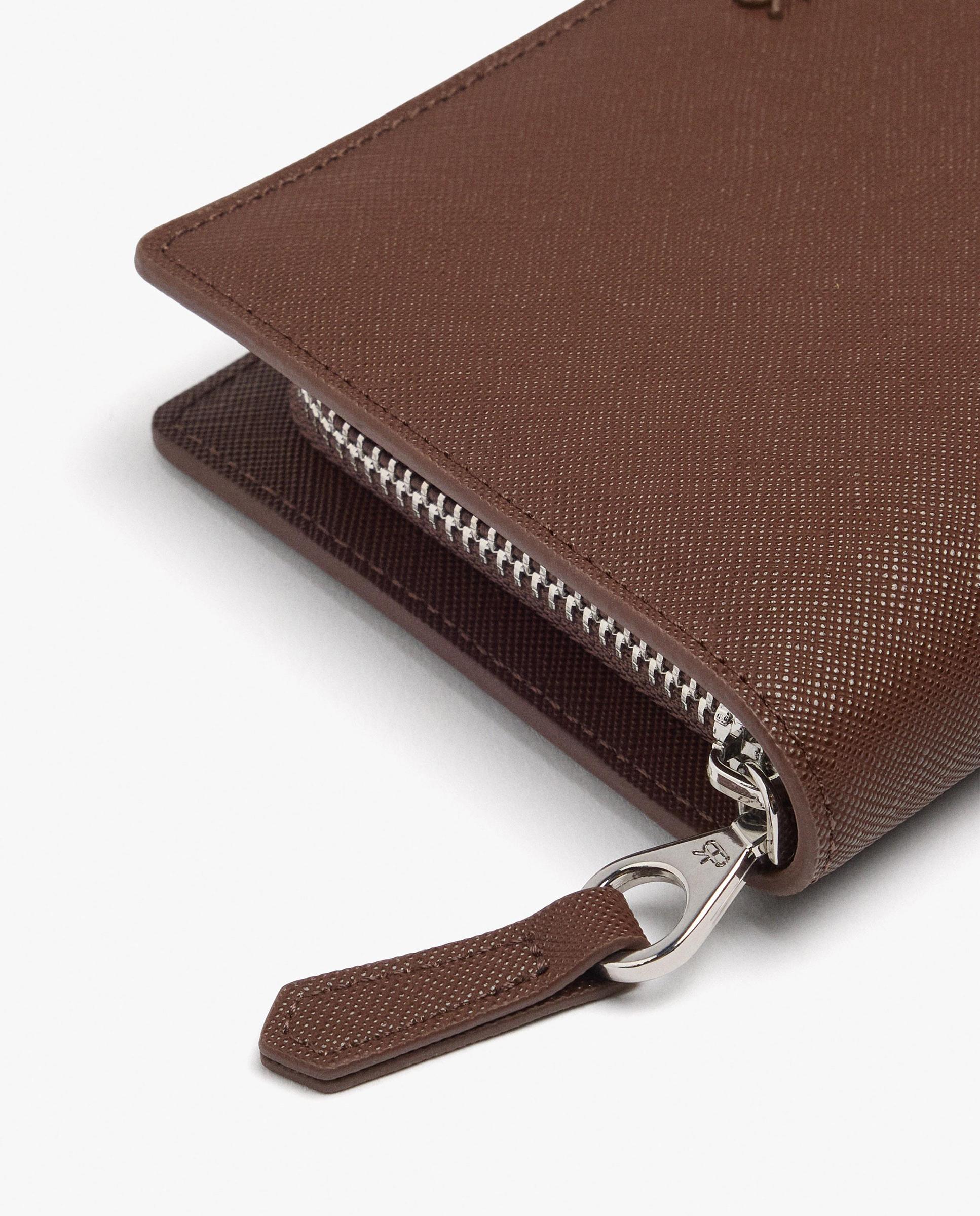 Cartera de mujer mediana con cierre de cremallera en liso - Parfois - Marrón oscuro Marrón oscuro-3