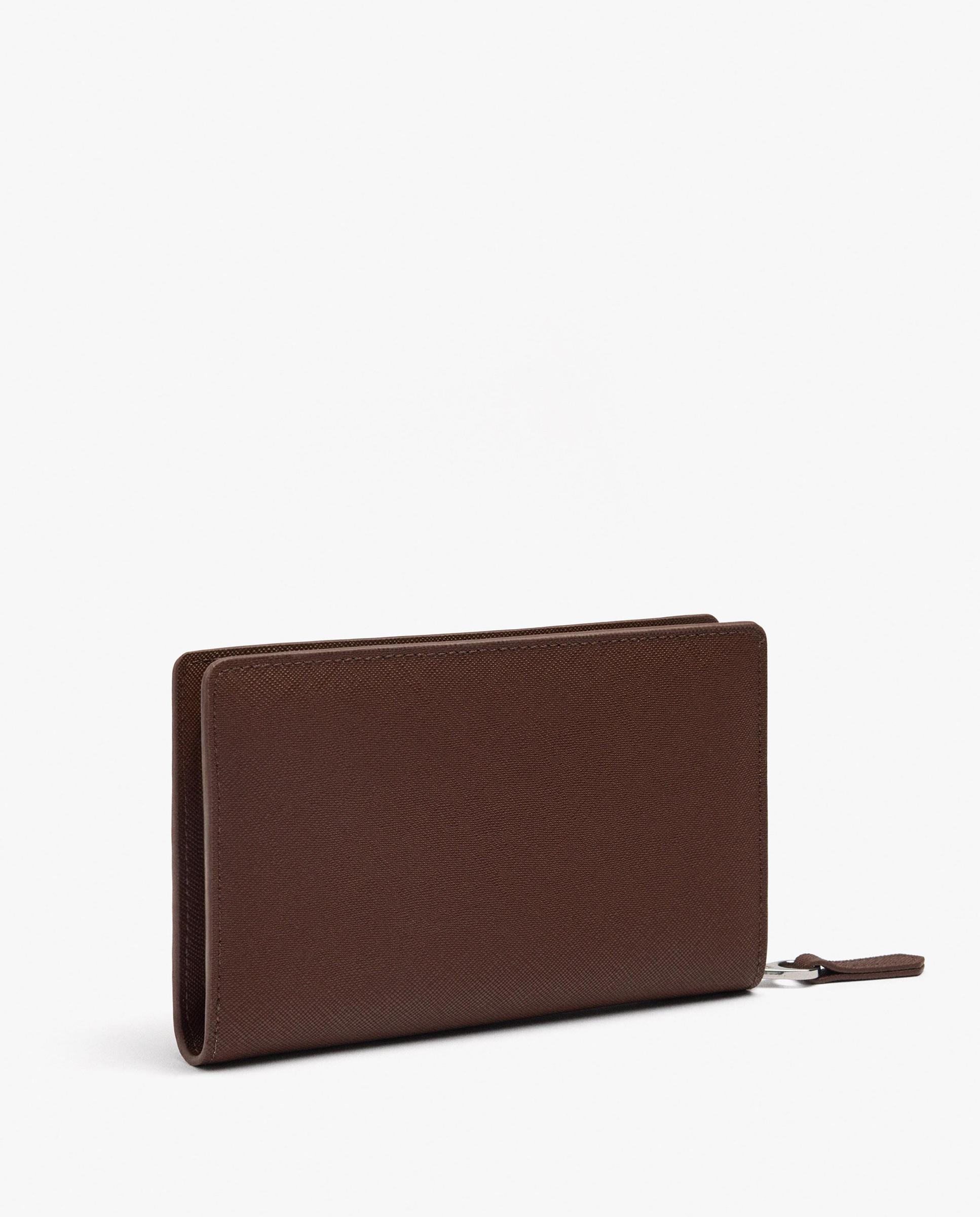 Cartera de mujer mediana con cierre de cremallera en liso - Parfois - Marrón oscuro Marrón oscuro-2