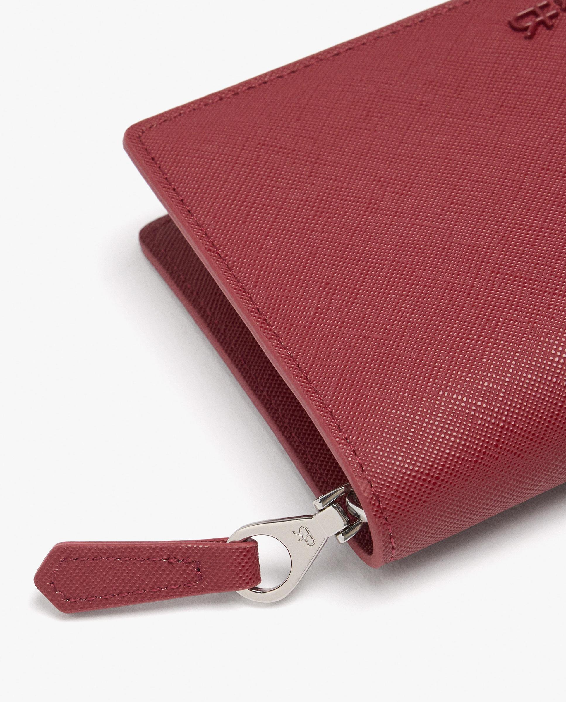 Cartera de mujer mediana con cierre de cremallera en liso - Parfois - Rojo Rojo-3