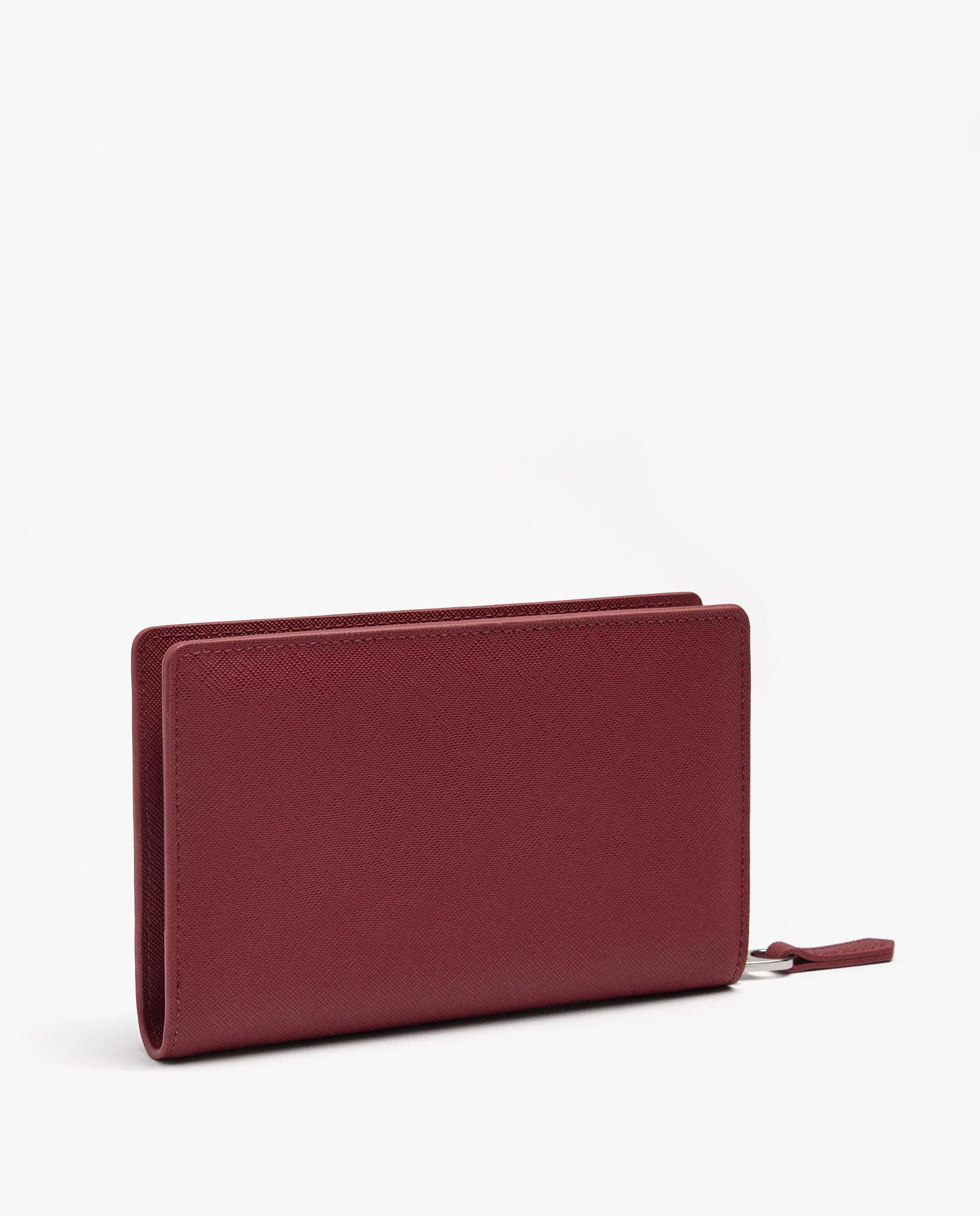 Cartera de mujer mediana con cierre de cremallera en liso - Parfois - Rojo Rojo-2