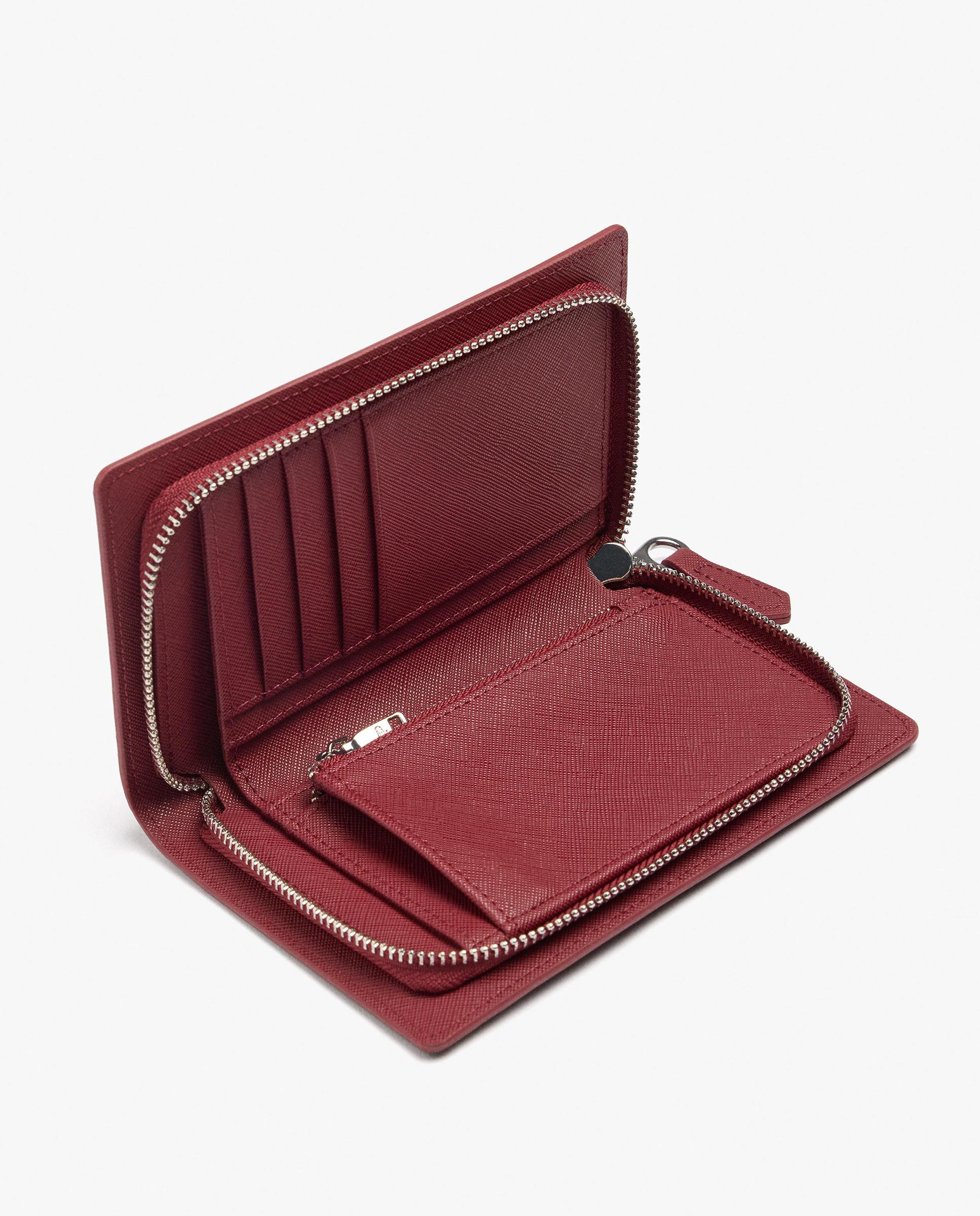Cartera de mujer mediana con cierre de cremallera en liso - Parfois - Rojo Rojo-4