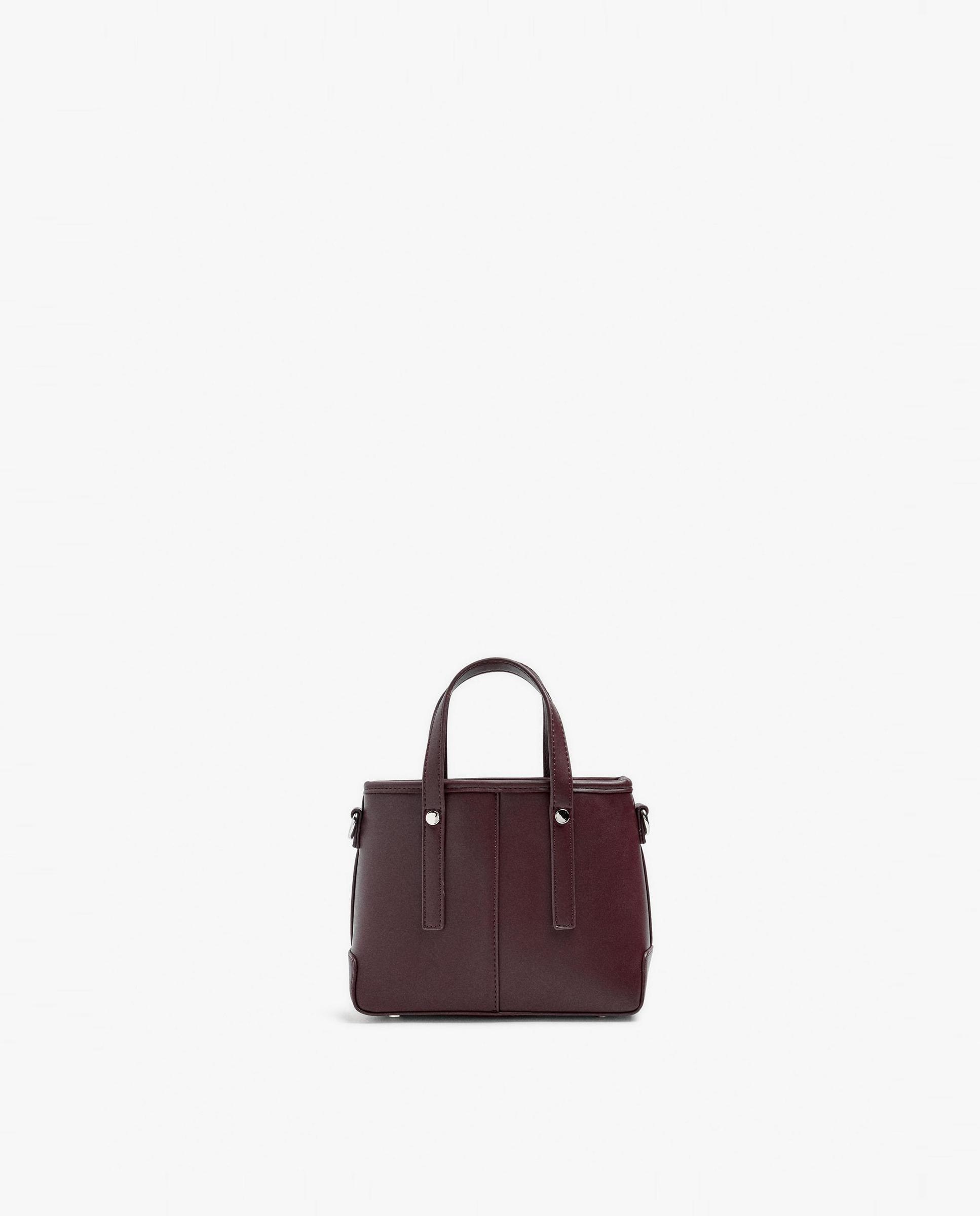 Bolso de mano estilo tote convertible a bandolera con cierre de cremallera en liso - Parfois - Burdeos Burdeos-1