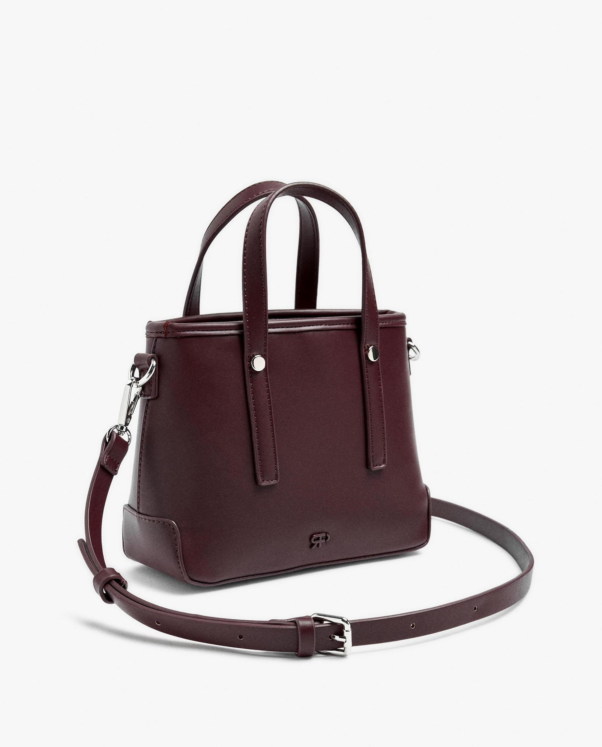 Bolso de mano estilo tote convertible a bandolera con cierre de cremallera en liso - Parfois - Burdeos Burdeos-2