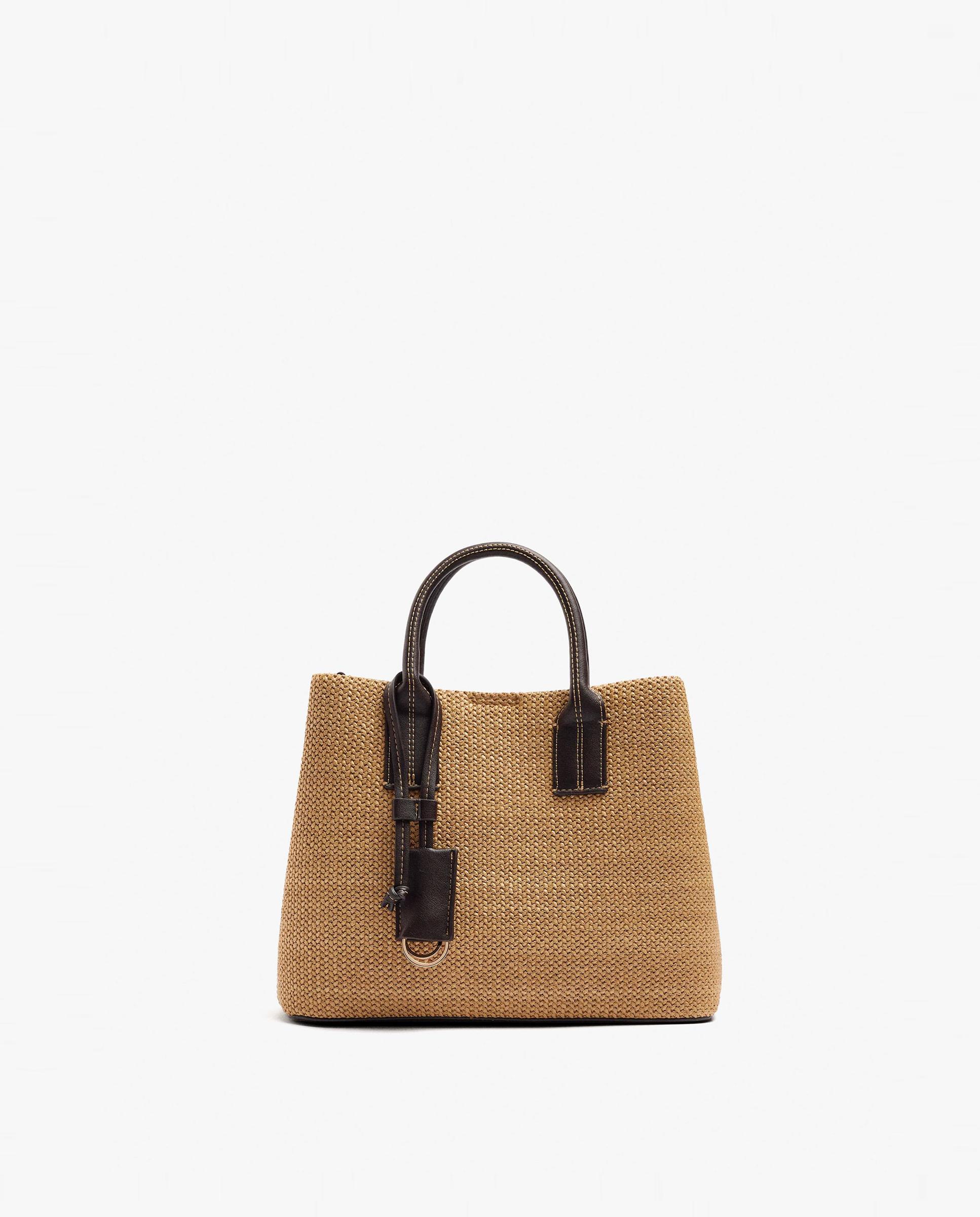 Bolso de mano estilo tote convertible a bandolera con cierre de cremallera en liso - Parfois - Marrón claro Marrón claro-1