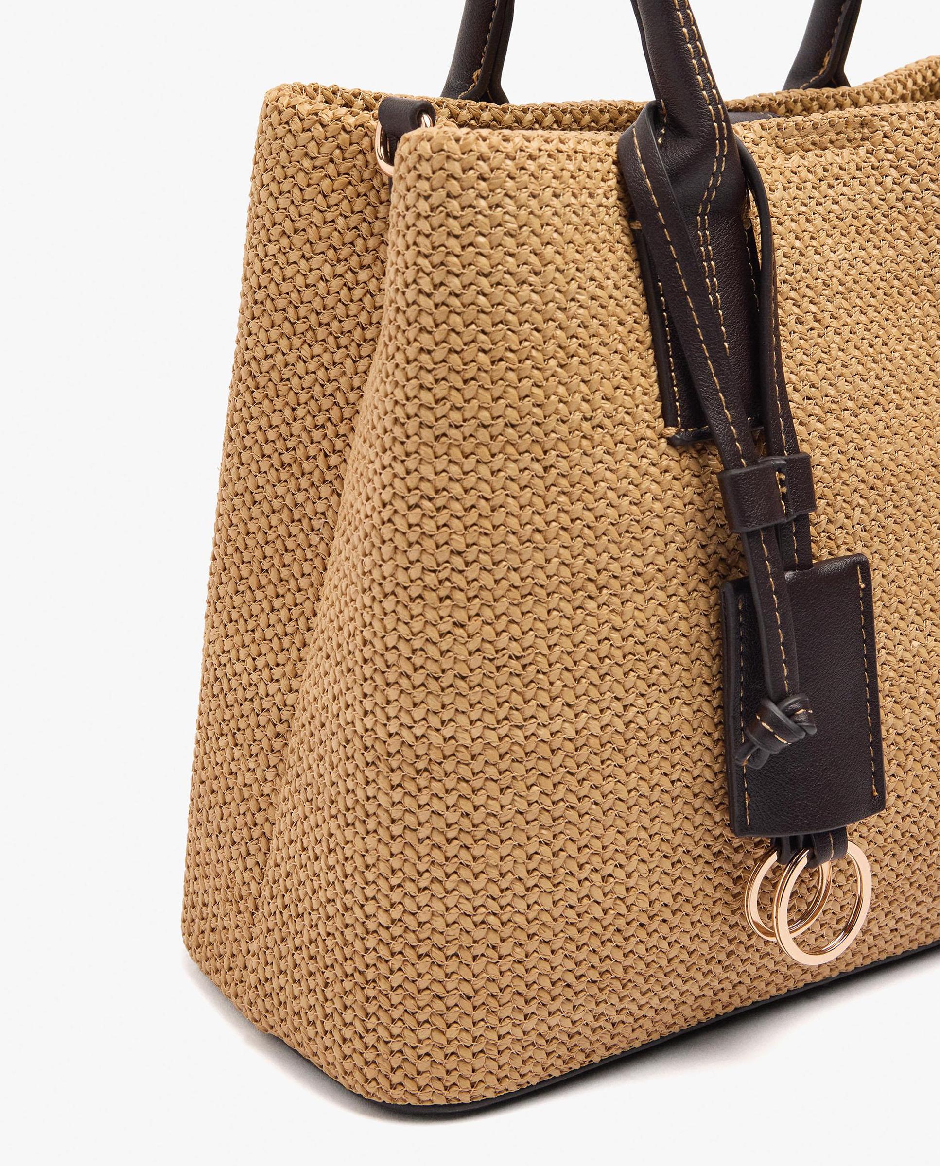 Bolso de mano estilo tote convertible a bandolera con cierre de cremallera en liso - Parfois - Marrón claro Marrón claro-3