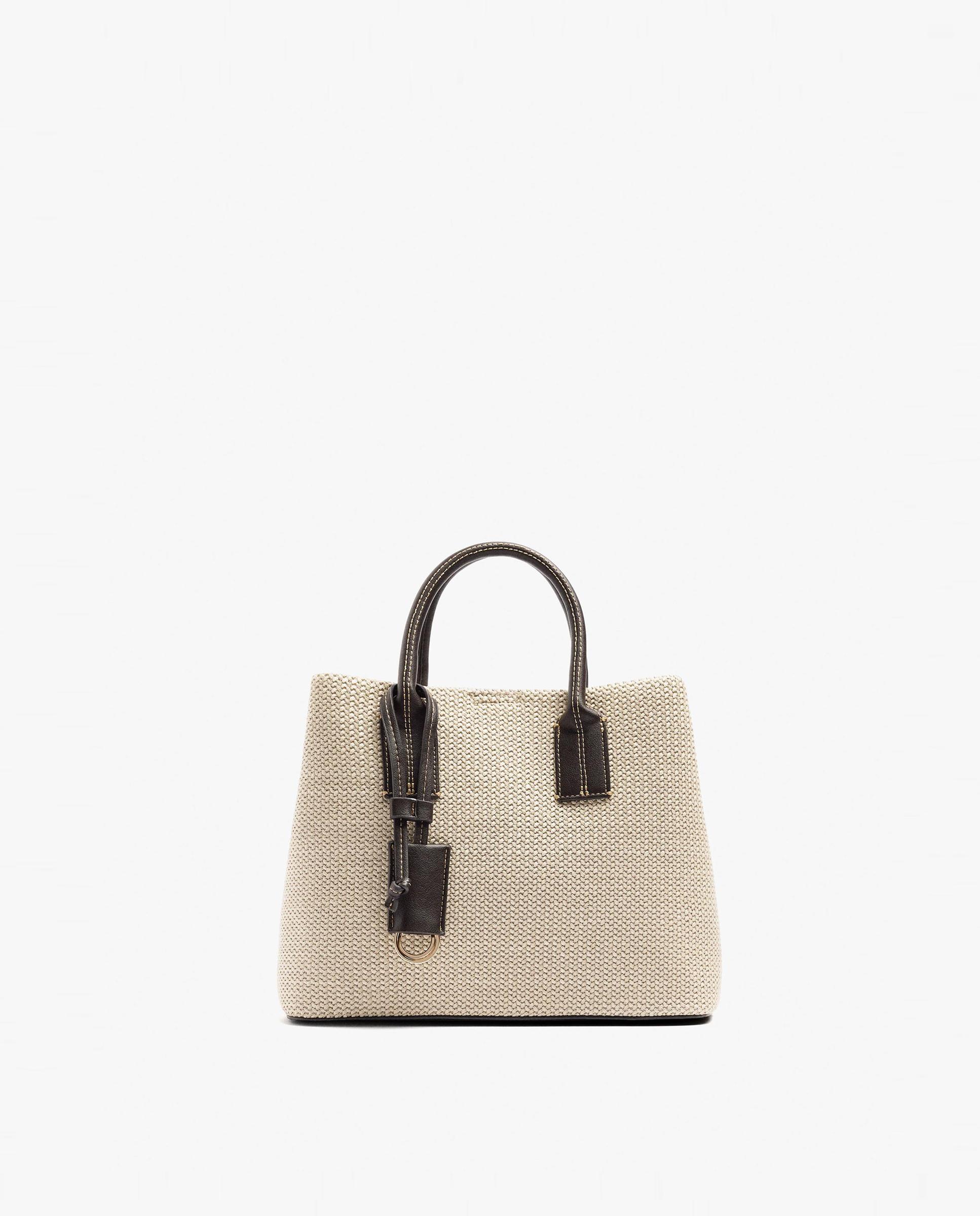Bolso de mano estilo tote convertible a bandolera con cierre de cremallera en liso - Parfois - Blanco Blanco-1