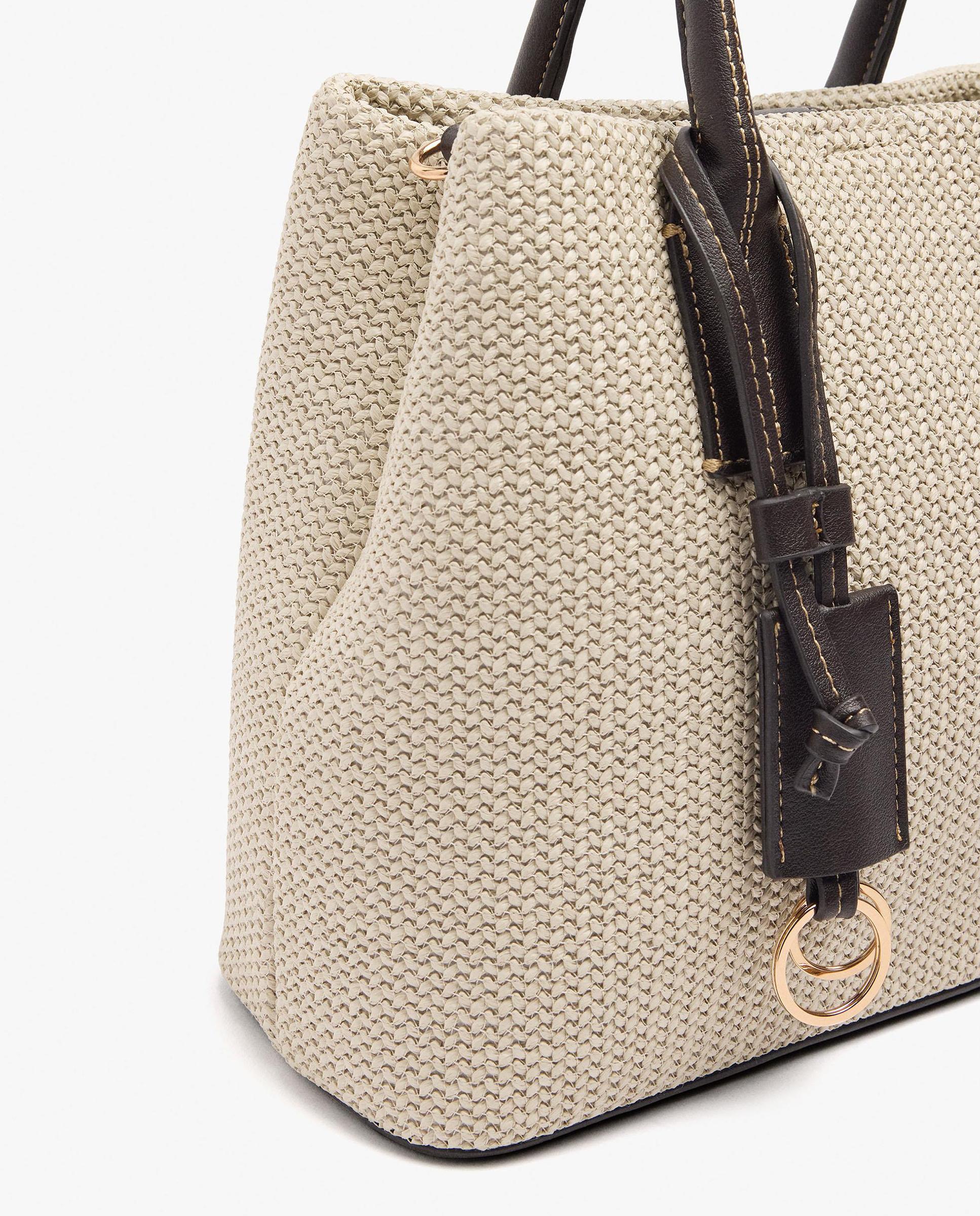 Bolso de mano estilo tote convertible a bandolera con cierre de cremallera en liso - Parfois - Blanco Blanco-3