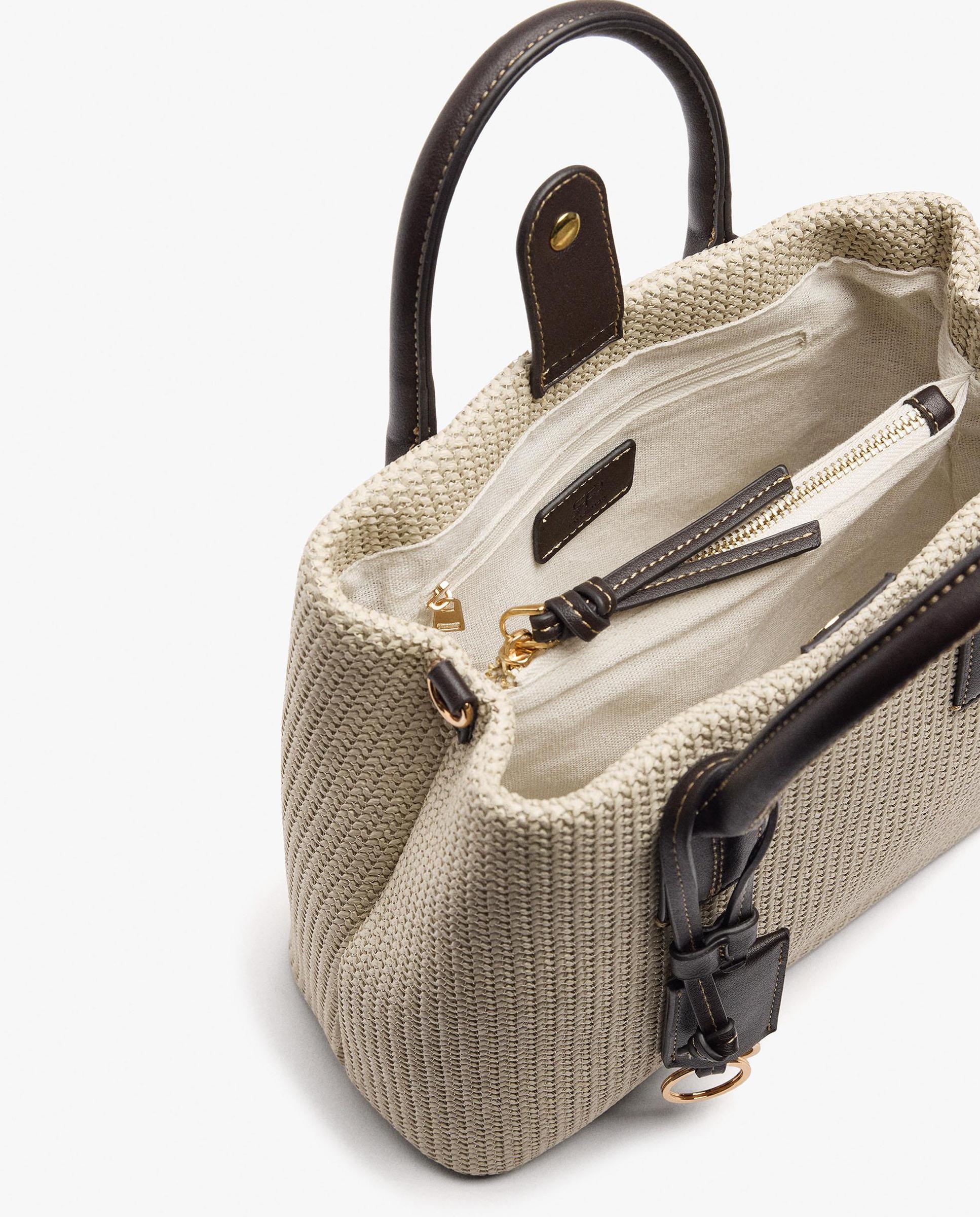 Bolso de mano estilo tote convertible a bandolera con cierre de cremallera en liso - Parfois - Blanco Blanco-4
