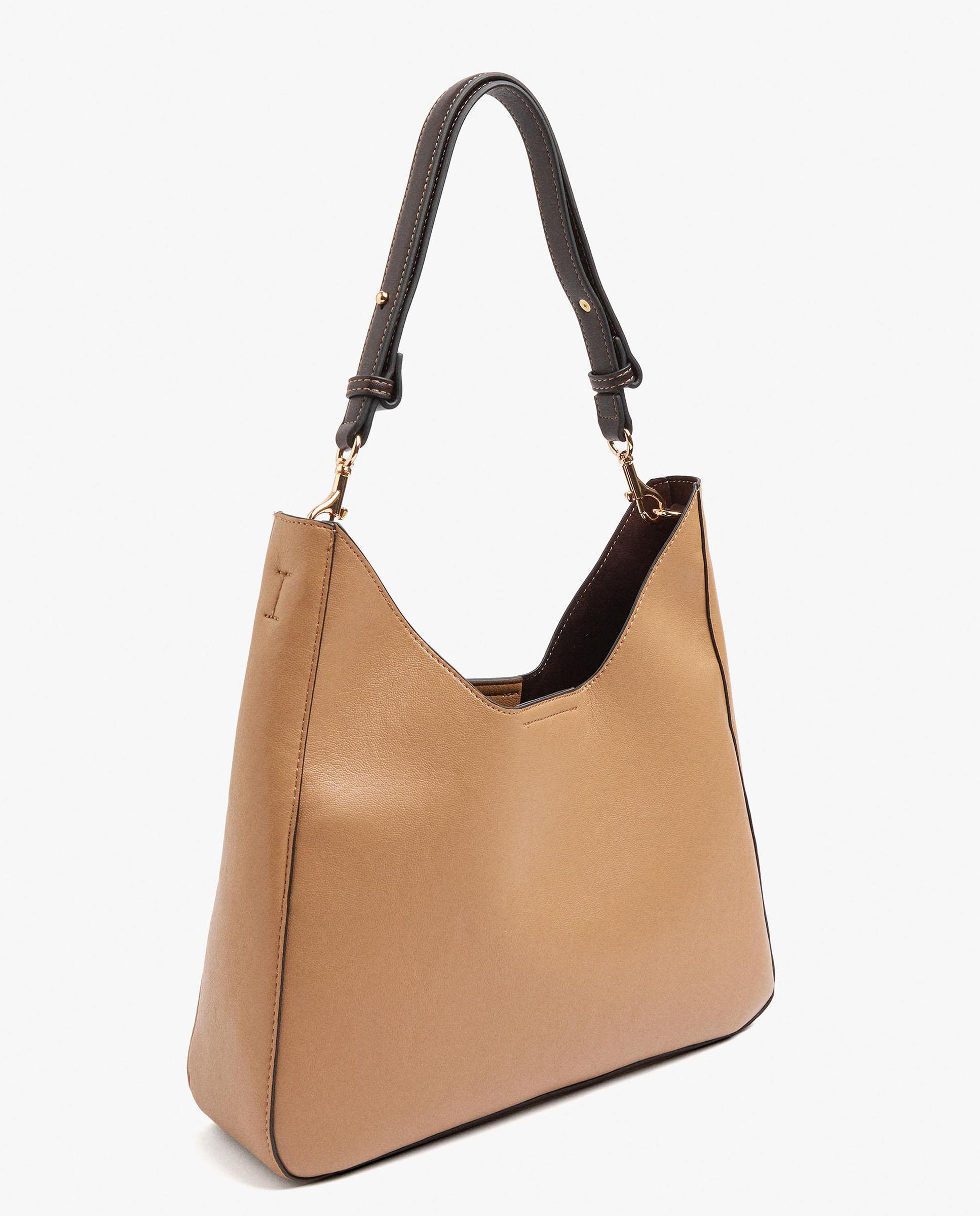 Bolso de hombro con cierre imantado en liso - Parfois - Beige Beige-3