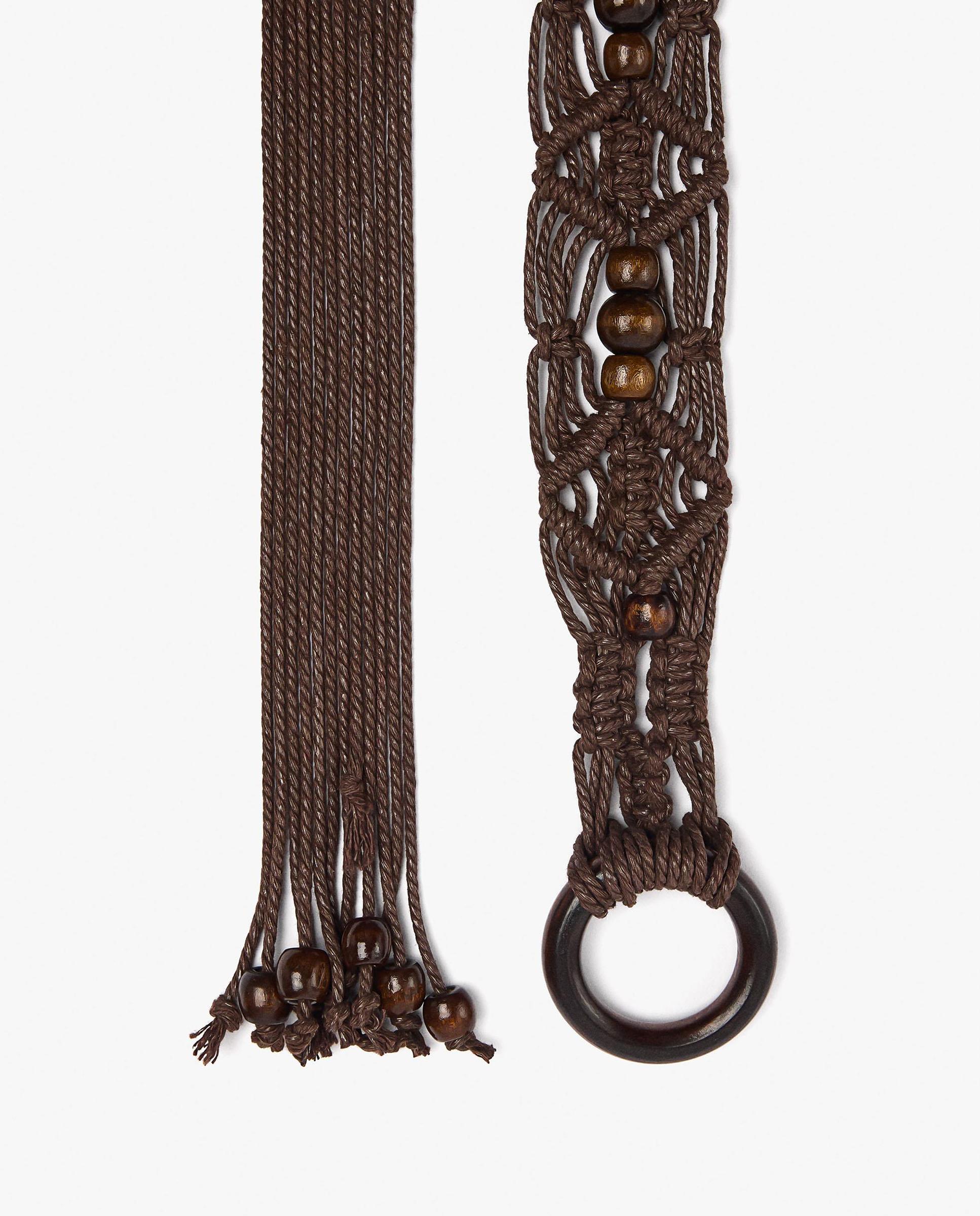 Cinturón con hebilla de mujer y pespuntes en liso - Parfois - Marrón oscuro Marrón oscuro-2