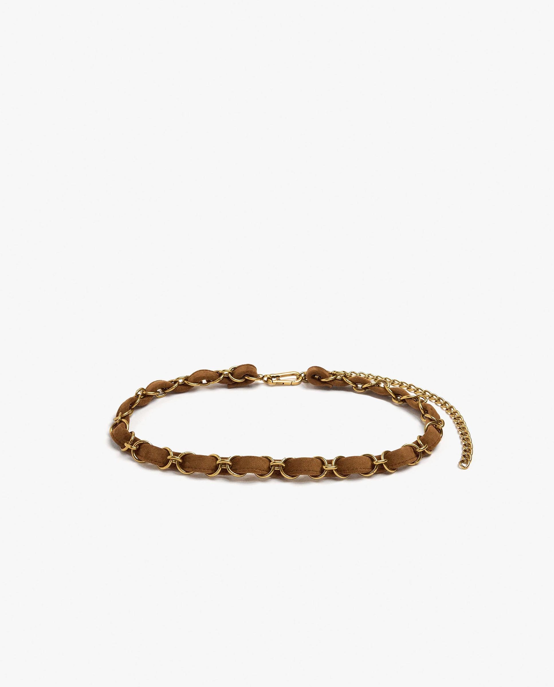 Cinturón de fiesta de mujer con eslabones - Parfois - Camel Camel-1