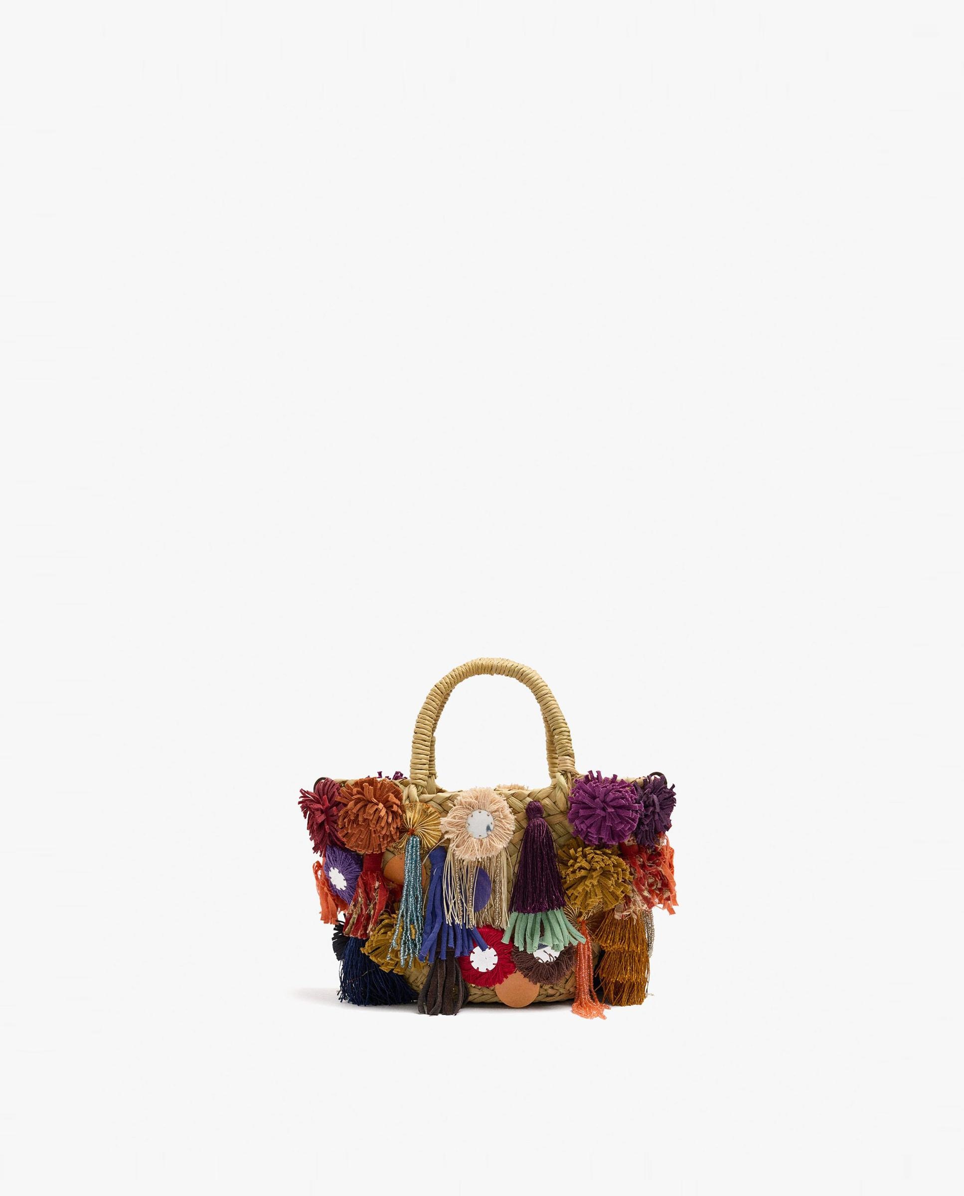 Bolso de mano estilo tote convertible a bandolera con cuentas y borlas decorativas - Parfois - Multicolor Multicolor-1