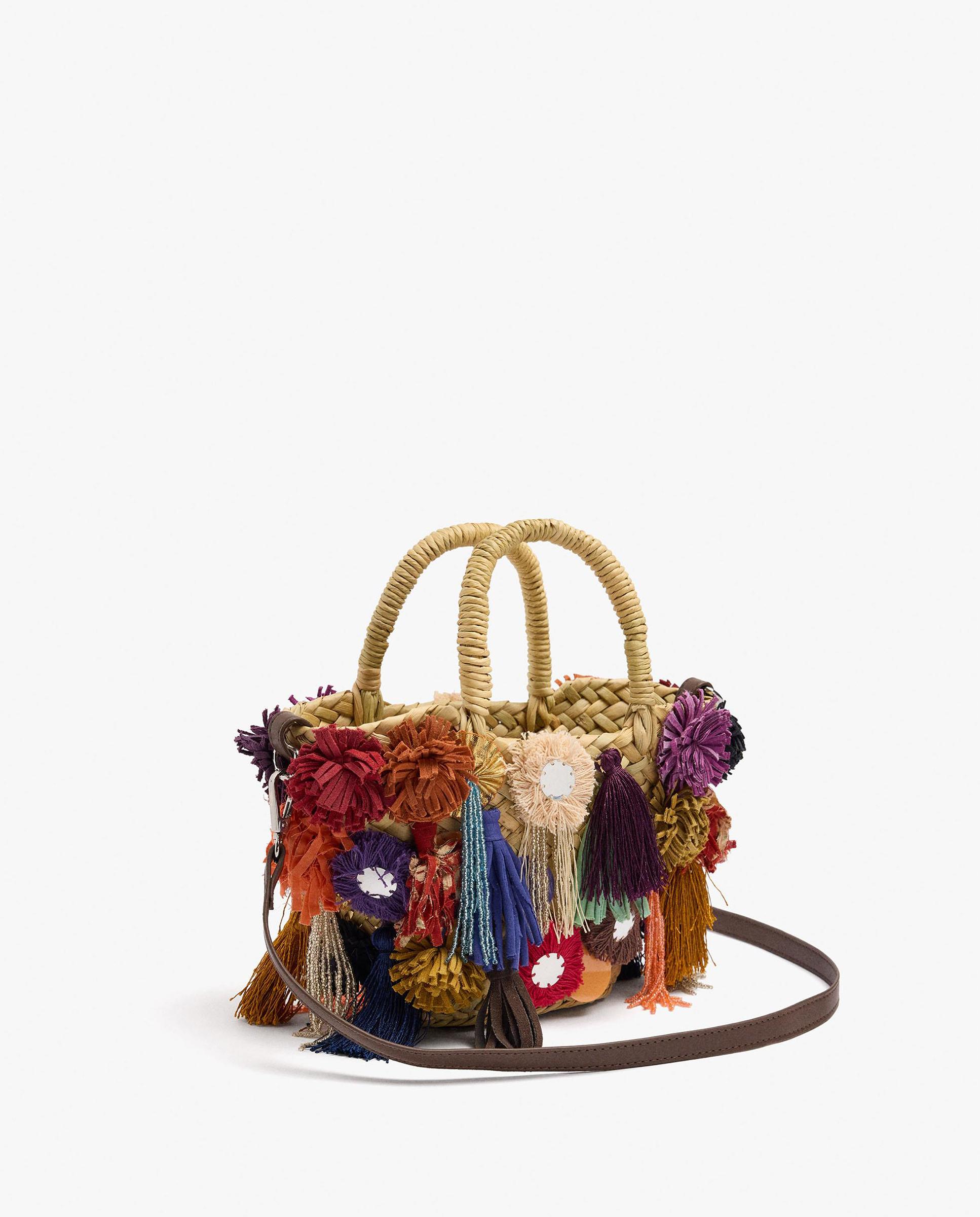Bolso de mano estilo tote convertible a bandolera con cuentas y borlas decorativas - Parfois - Multicolor Multicolor-2