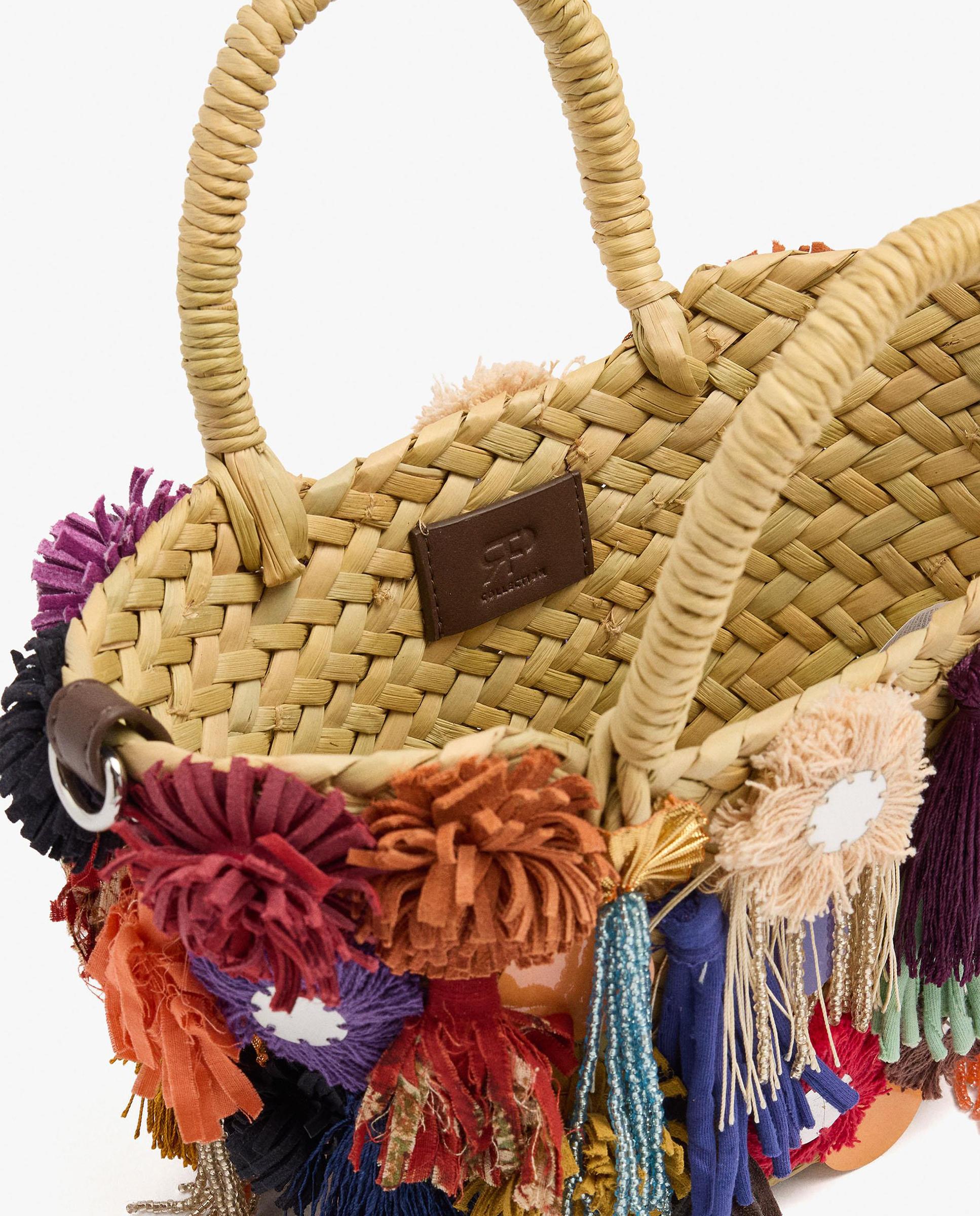 Bolso de mano estilo tote convertible a bandolera con cuentas y borlas decorativas - Parfois - Multicolor Multicolor-4