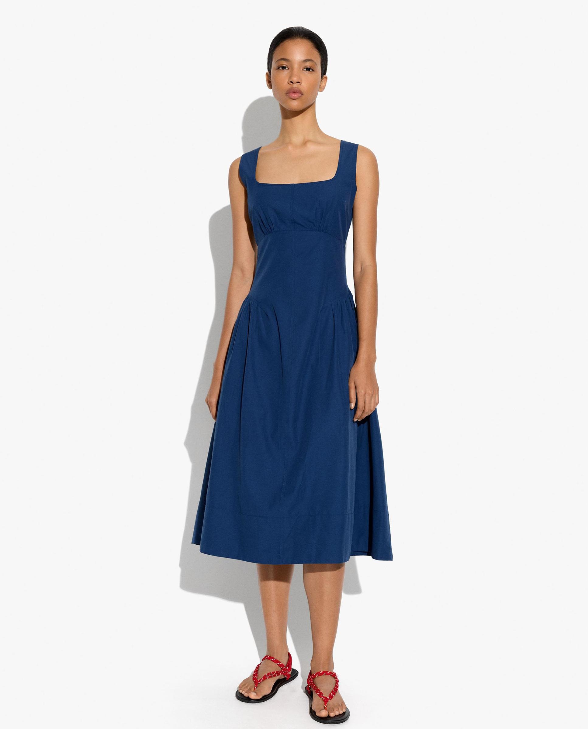Vestido midi con tirantes fluido - Parfois - Azul marino Azul marino-2