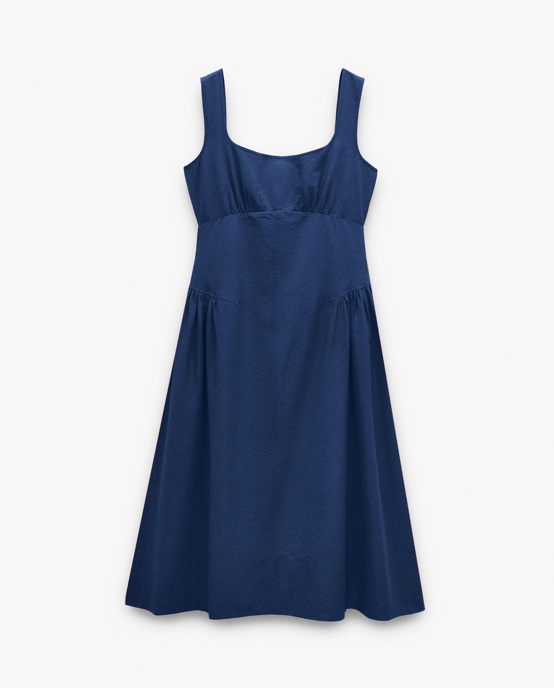 Vestido midi con tirantes fluido - Parfois - Azul marino Azul marino-6