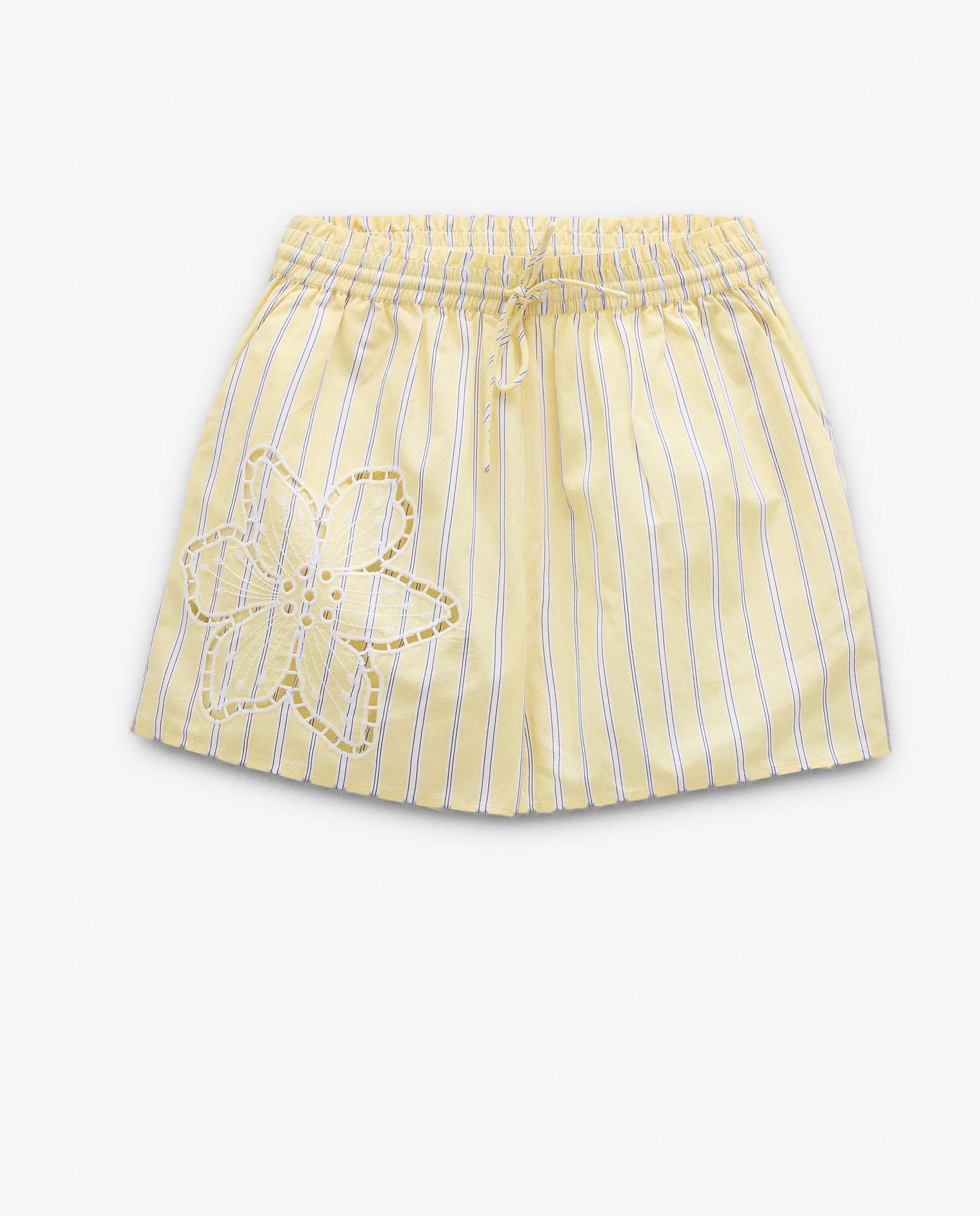 Short de mujer con cintura ajustable y estampado de rayas - Parfois - Amarillo Amarillo-6