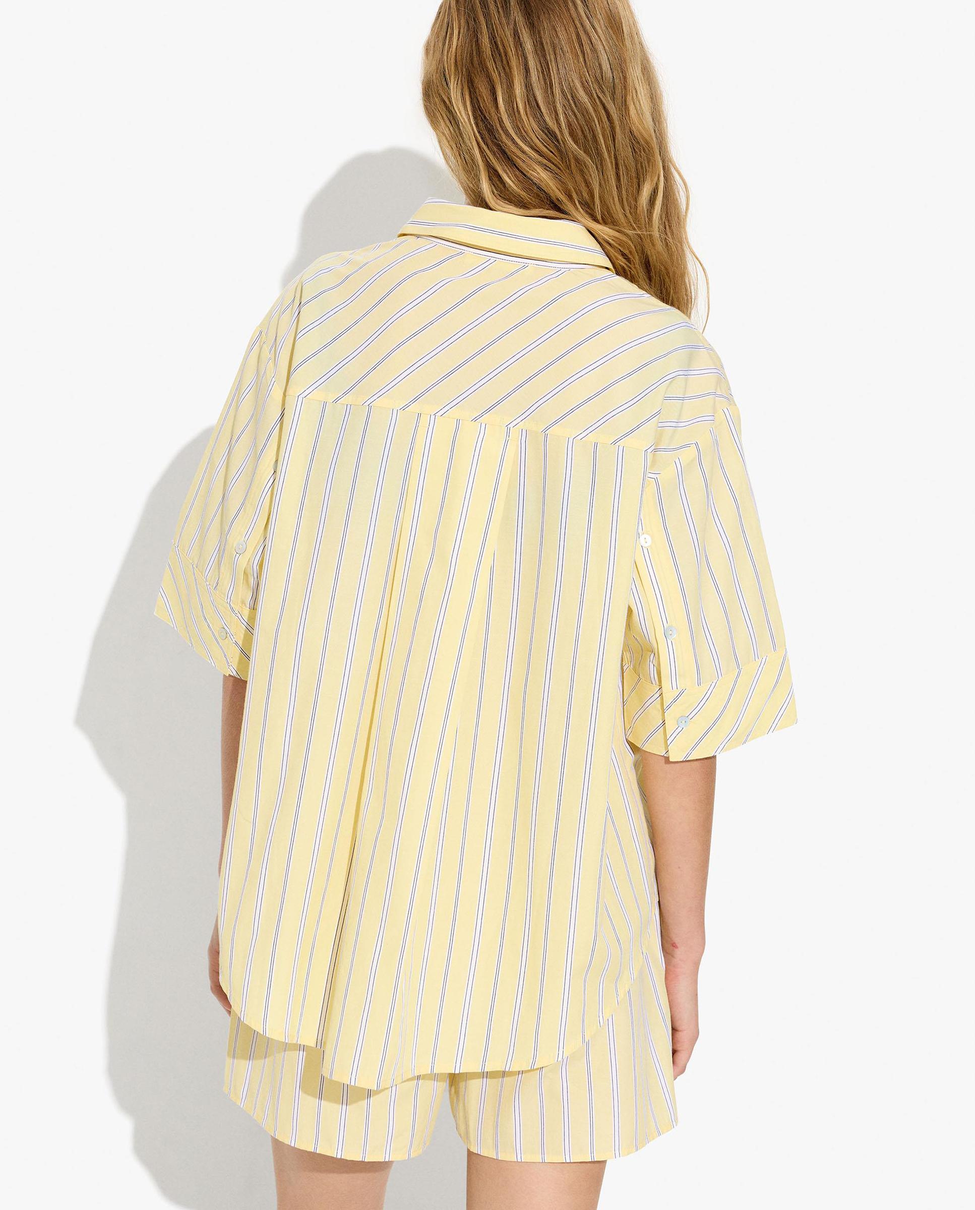 Camisa de mujer de manga corta con estampado de rayas - Parfois - Amarillo Amarillo-3
