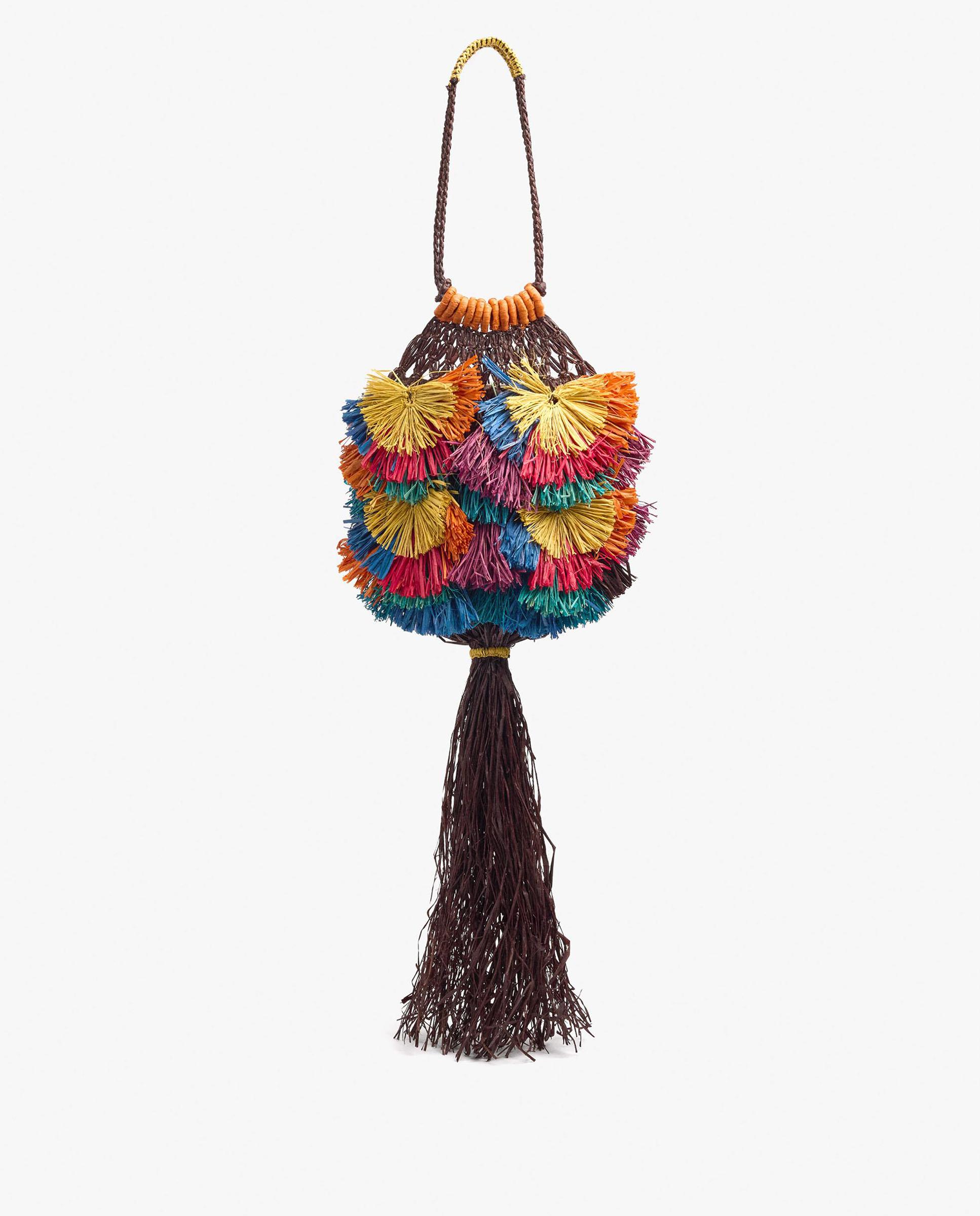 Bolso de hombro con borlas decorativas y flecos en liso - Parfois - Multicolor Multicolor-1